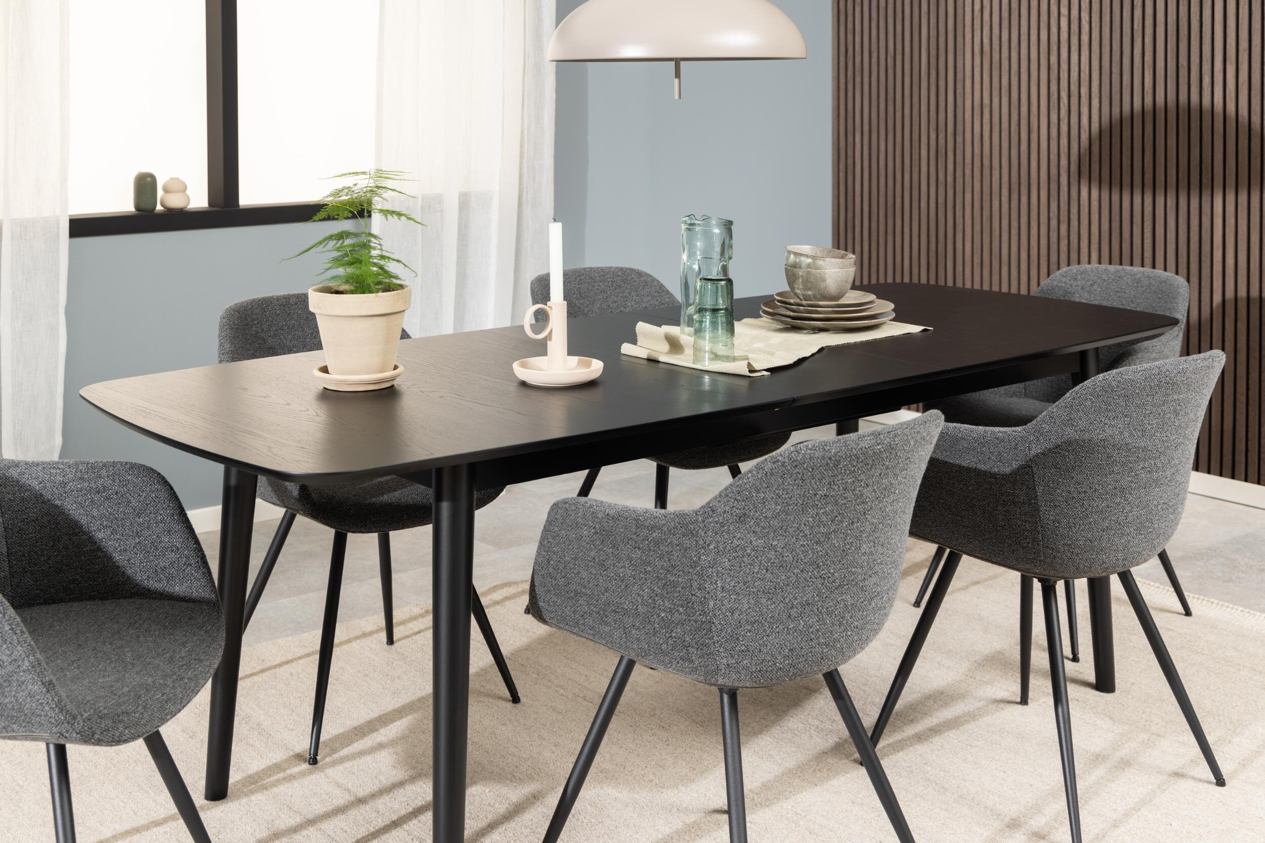 Bendt Uitschuifbare Eettafel 'Montreux' Eiken 180-219 x 90cm, kleur zwart