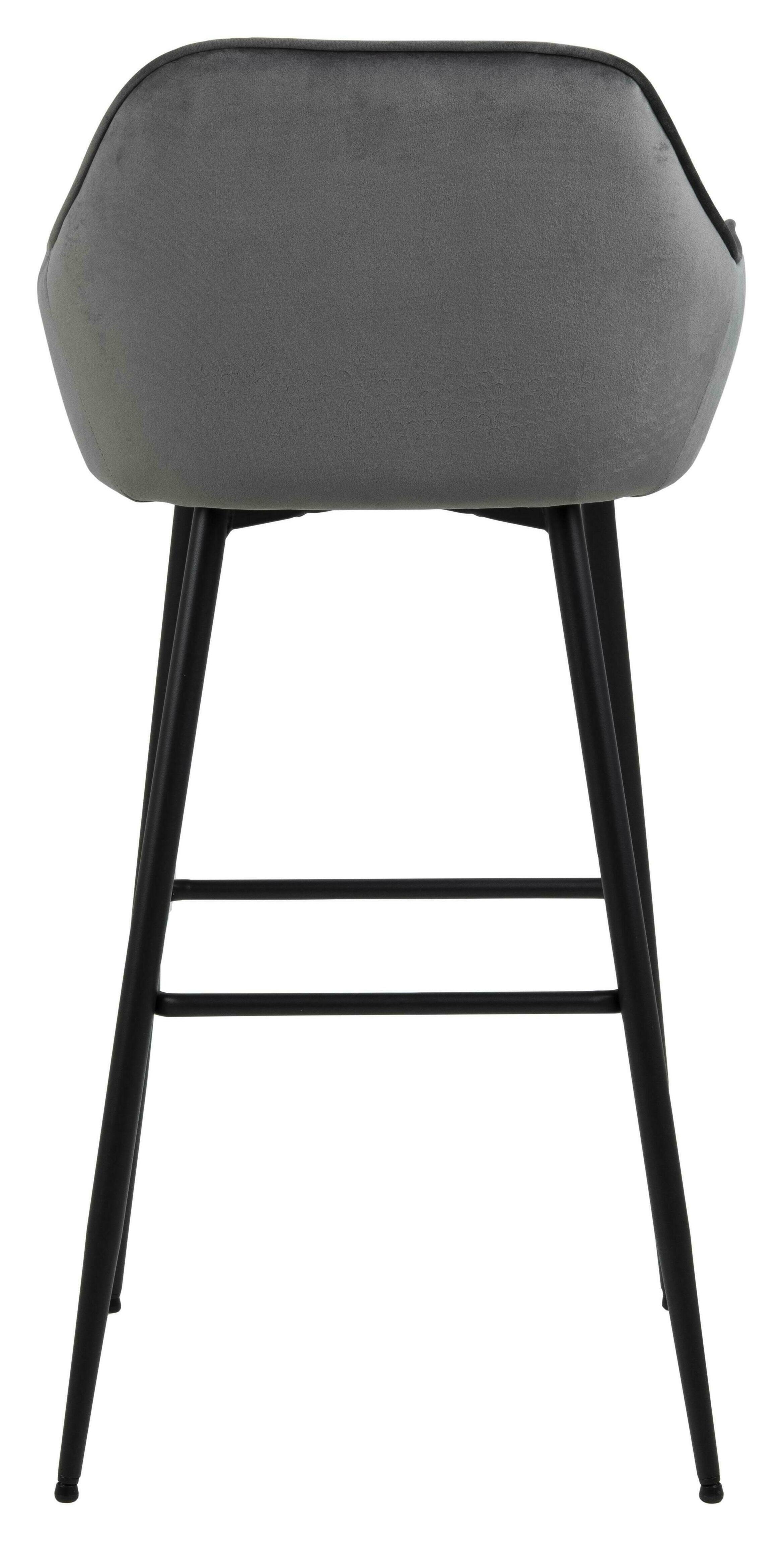 Bendt Barkruk 'Loren' Velvet, kleur Dark Grey (zithoogte 79cm)