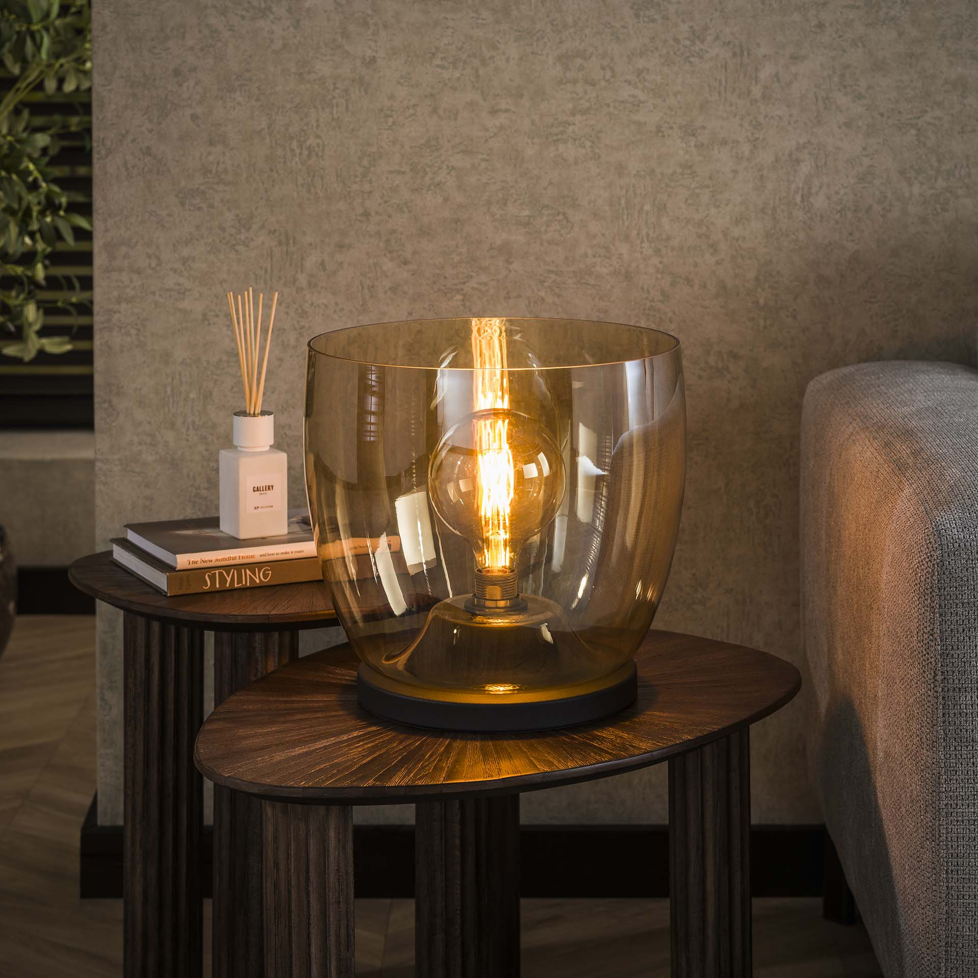 LifestyleFurn Vloerlamp/Tafellamp 'Mikado' Glas, 32cm hoog