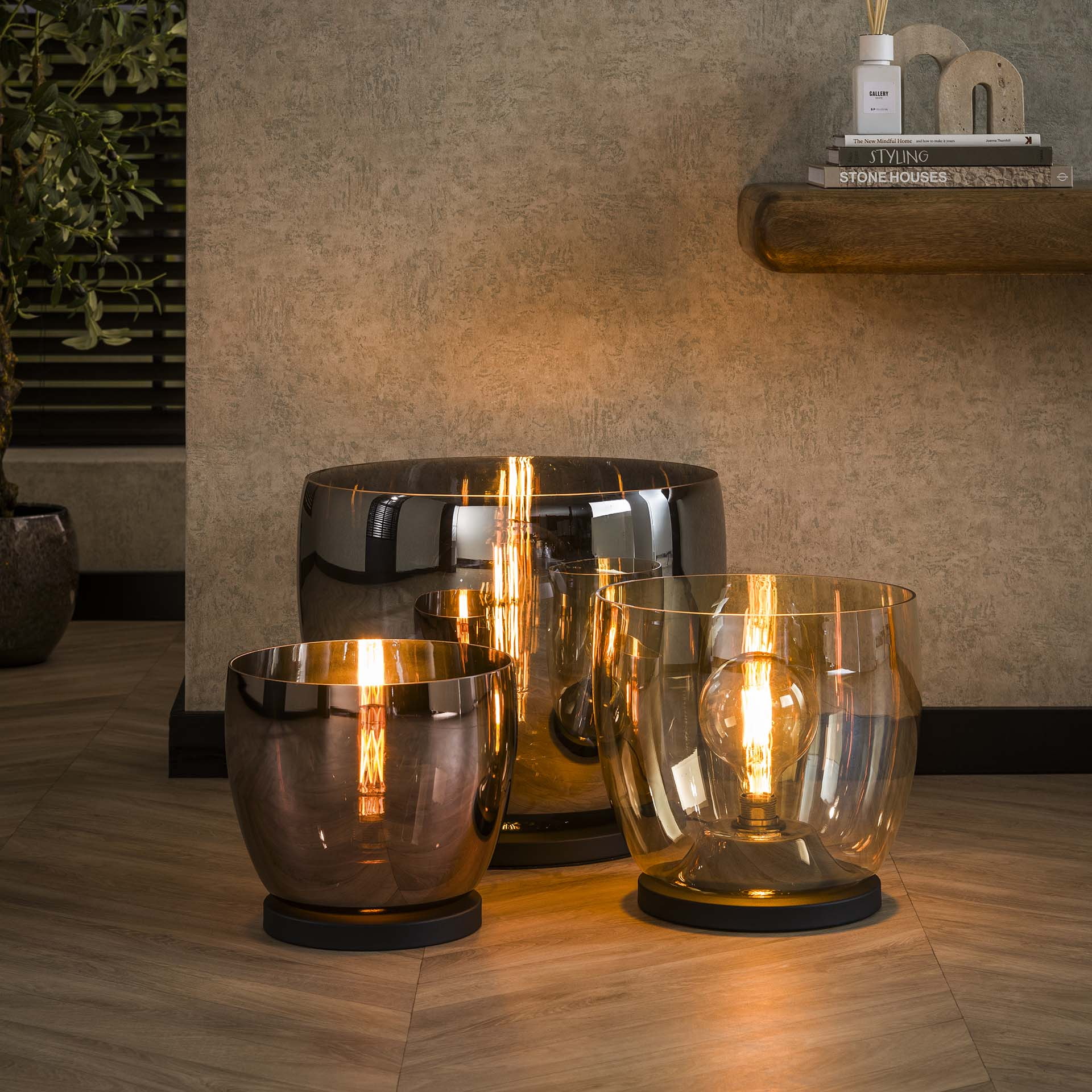 LifestyleFurn Vloerlamp 'Mikado' Koper glas, 41cm