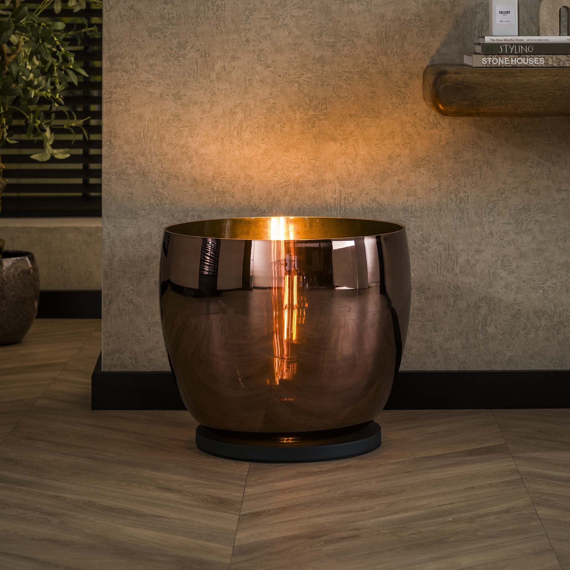 LifestyleFurn Vloerlamp 'Mikado' Koper glas, 41cm