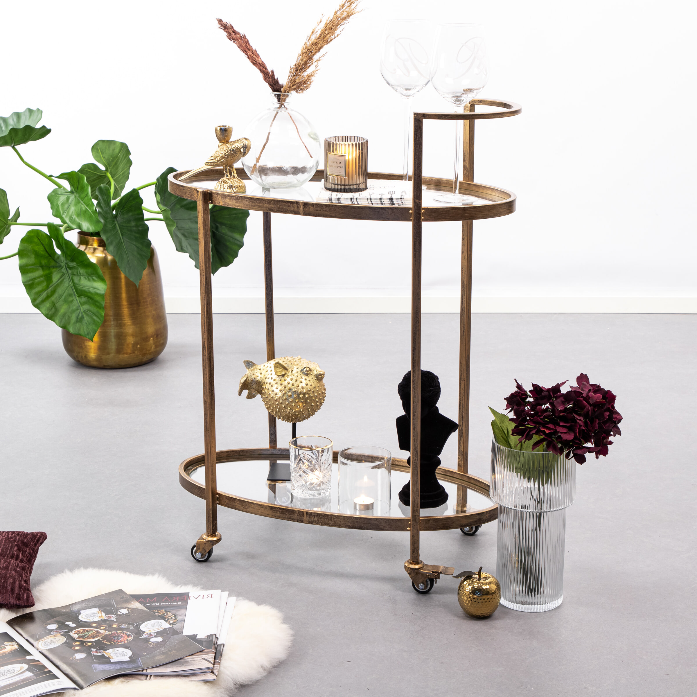 BePureHome Trolley Push Antique Brass - Ovaal
