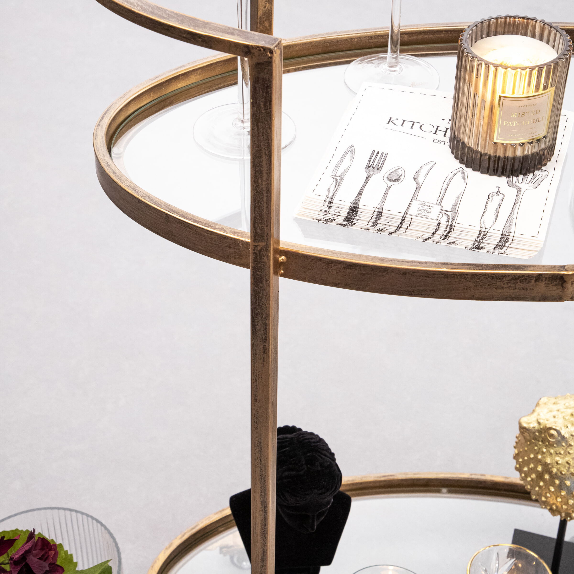 WOOOD Trolley 'Push' kleur Antique Brass