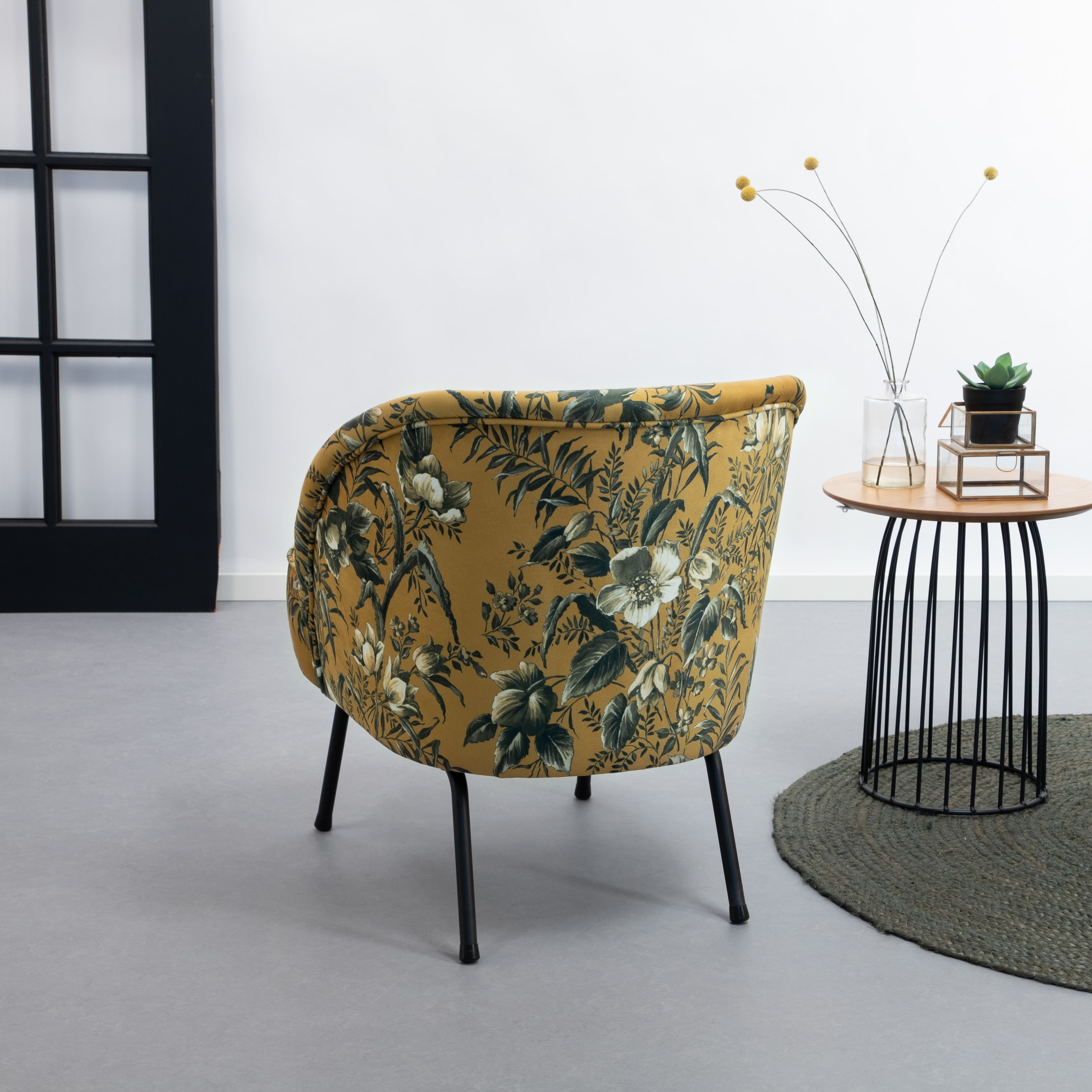 WOOOD Fauteuil 'Vogue Poppy' Velvet, kleur Mosterd