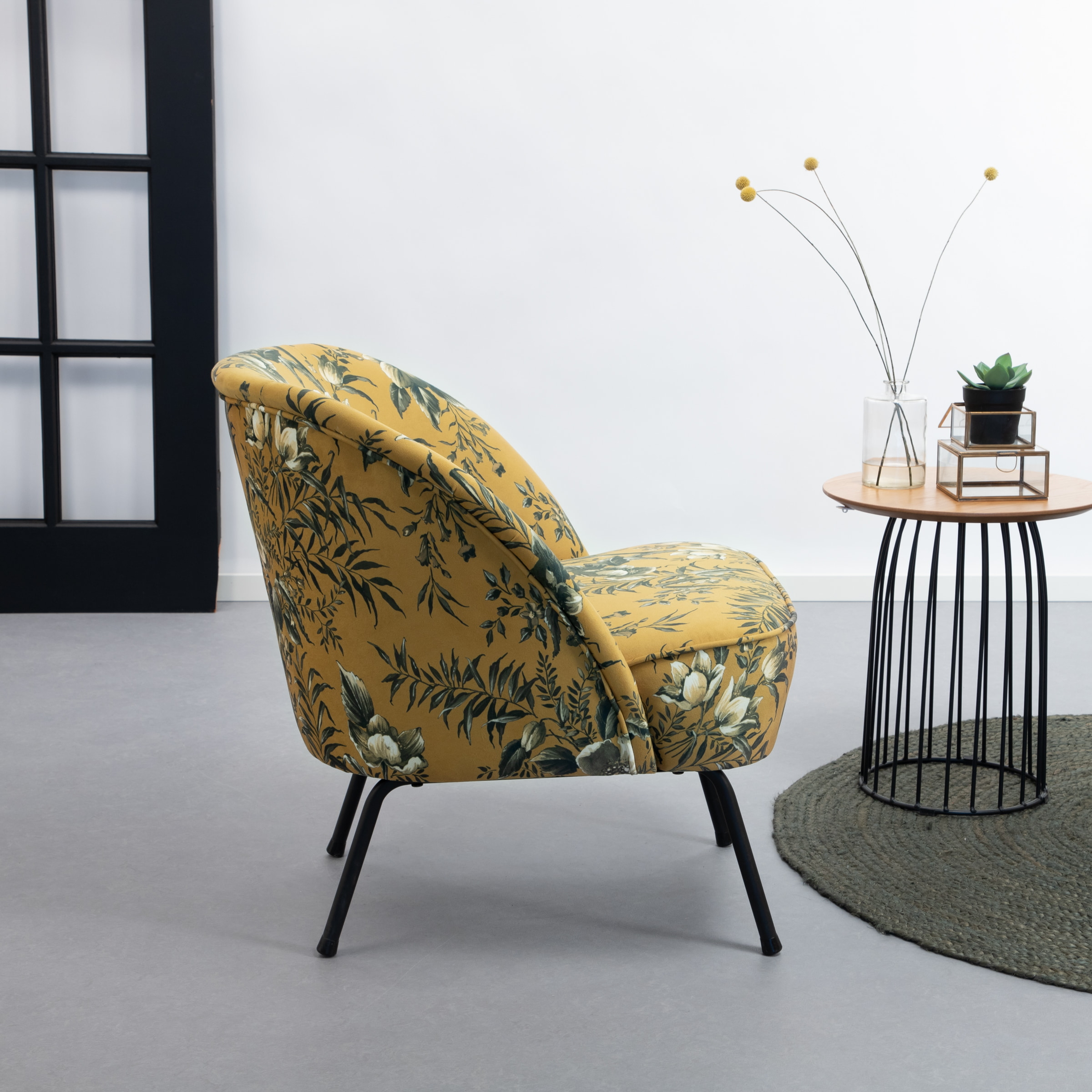 WOOOD Fauteuil 'Vogue Poppy' Velvet, kleur Mosterd