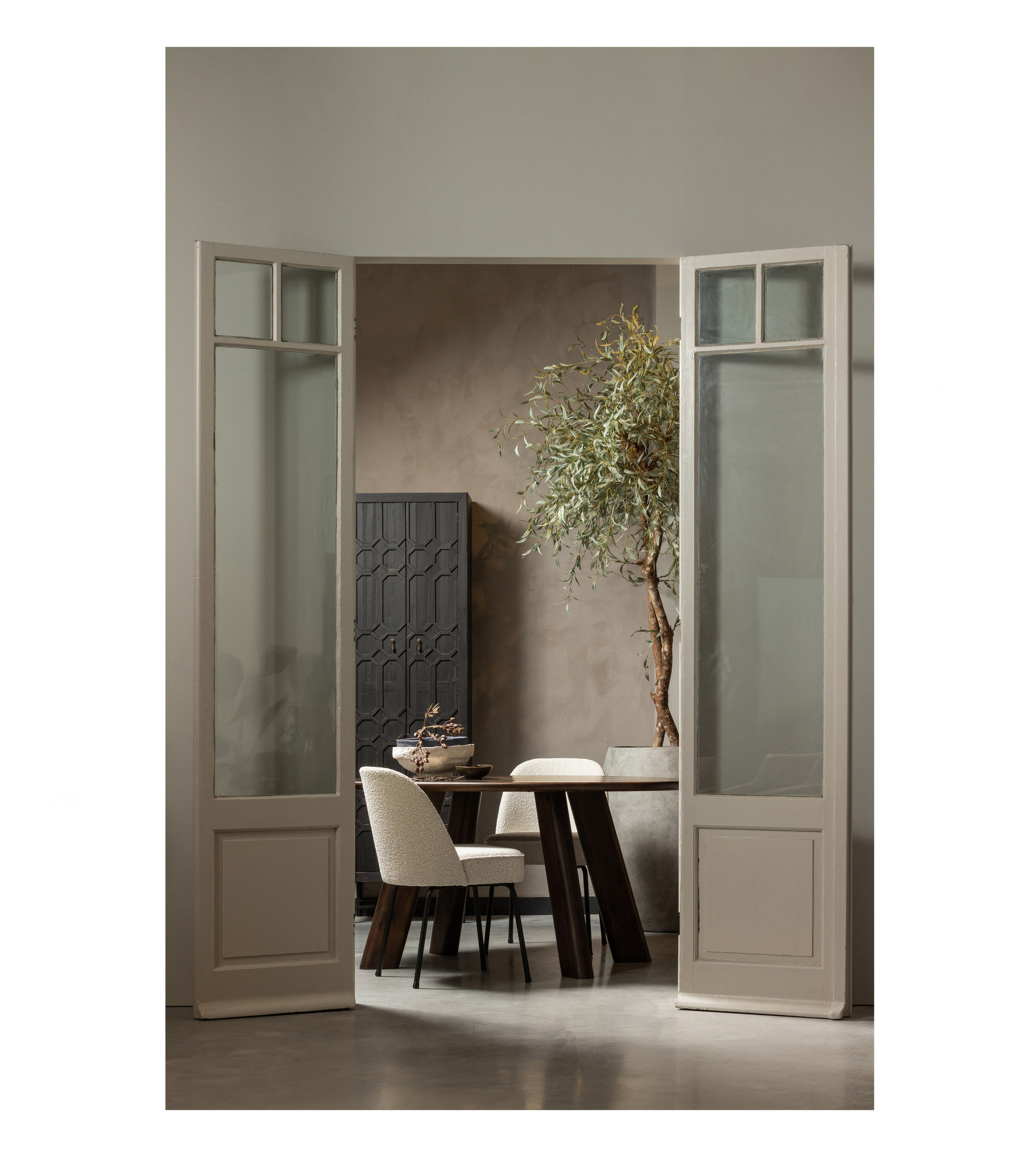 WOOOD Eetkamerstoel 'Vogue' Bouclé, kleur Naturel