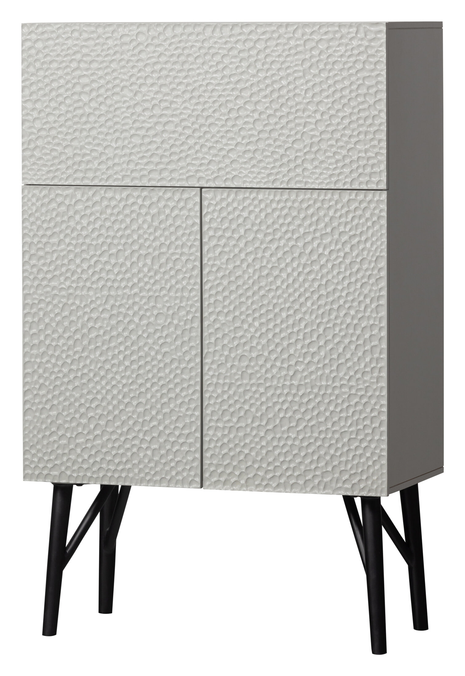 WOOOD Opbergkast Carved Mangohout, 146 x 90cm - Grijs - BePureHome