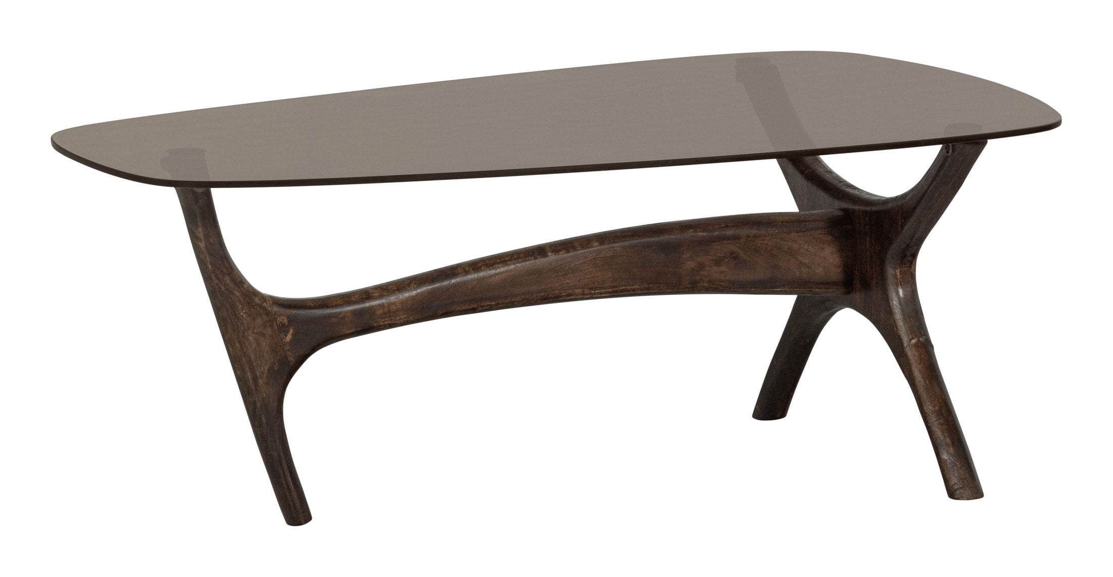WOOOD Organische Salontafel 'Flash' Mangohout en glas, 110 x 60cm