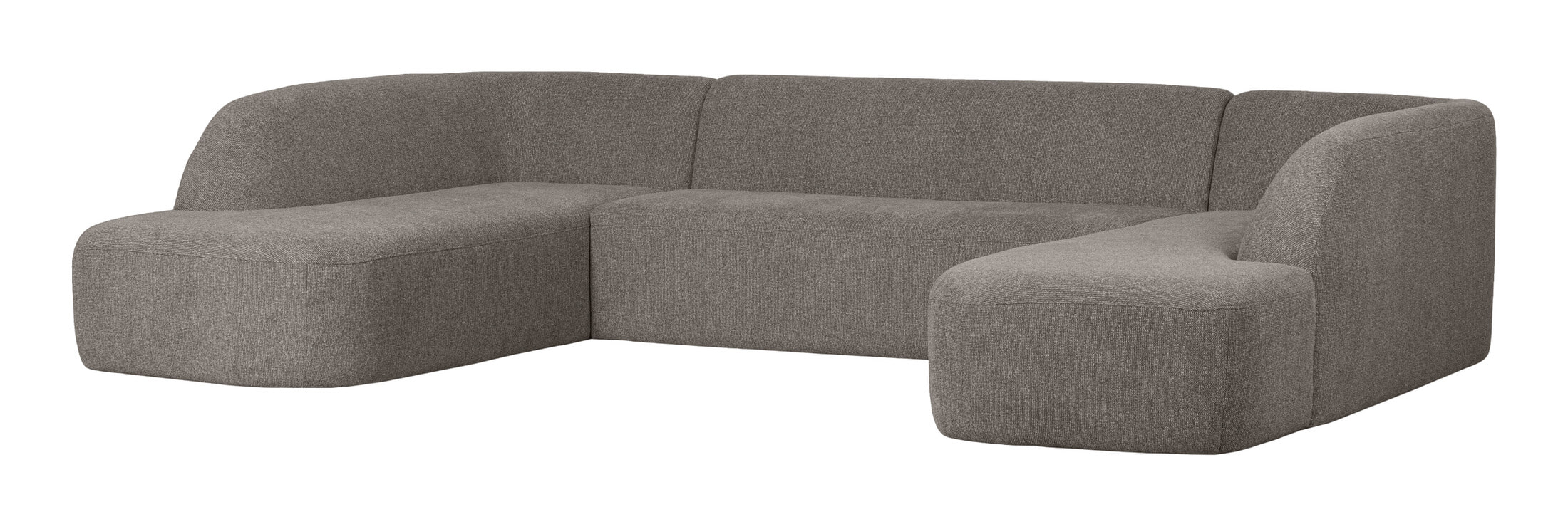 WOOOD Lounge U-Bank 'Sloping' Chenille, kleur Grijs