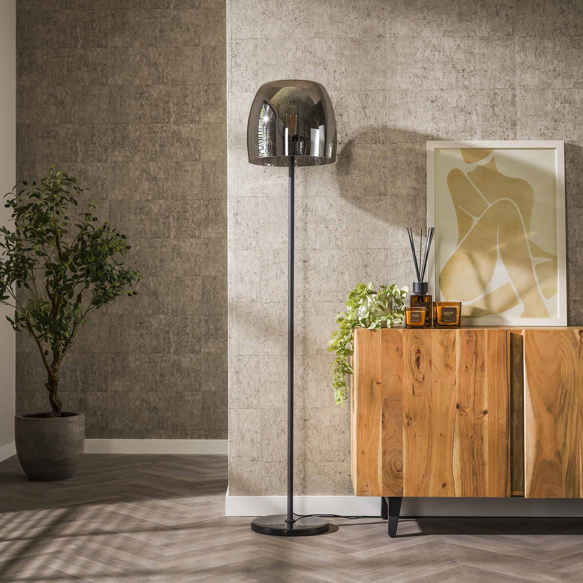 LifestyleFurn Vloerlamp 'Rift' Smoke glas, 170cm