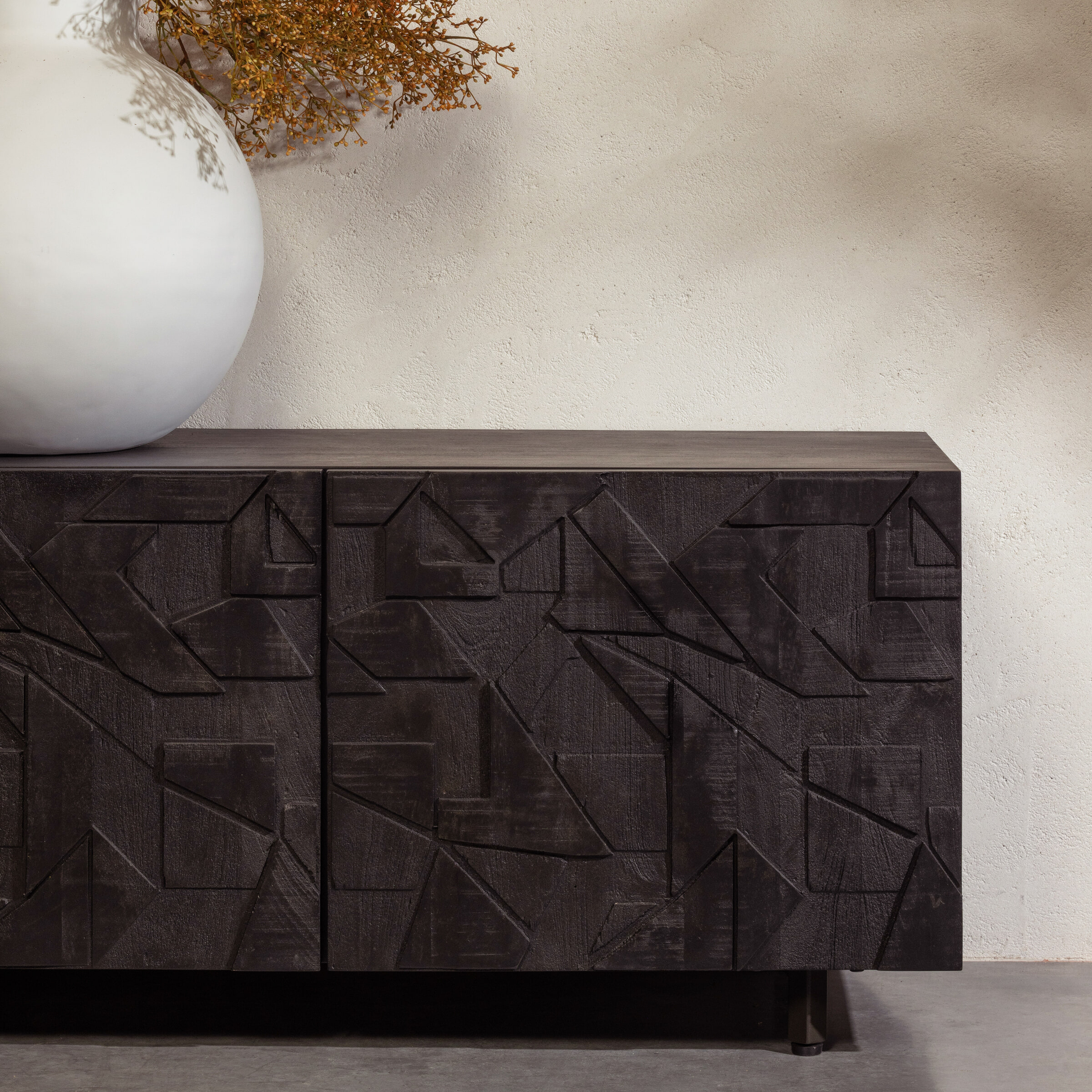 WOOOD TV-meubel 'Counter' Mangohout, 160cm, kleur zwart