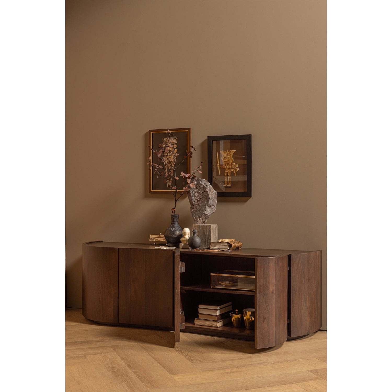 WOOOD Dressoir 'Sense' Mangohout, 160cm, kleur Walnoot