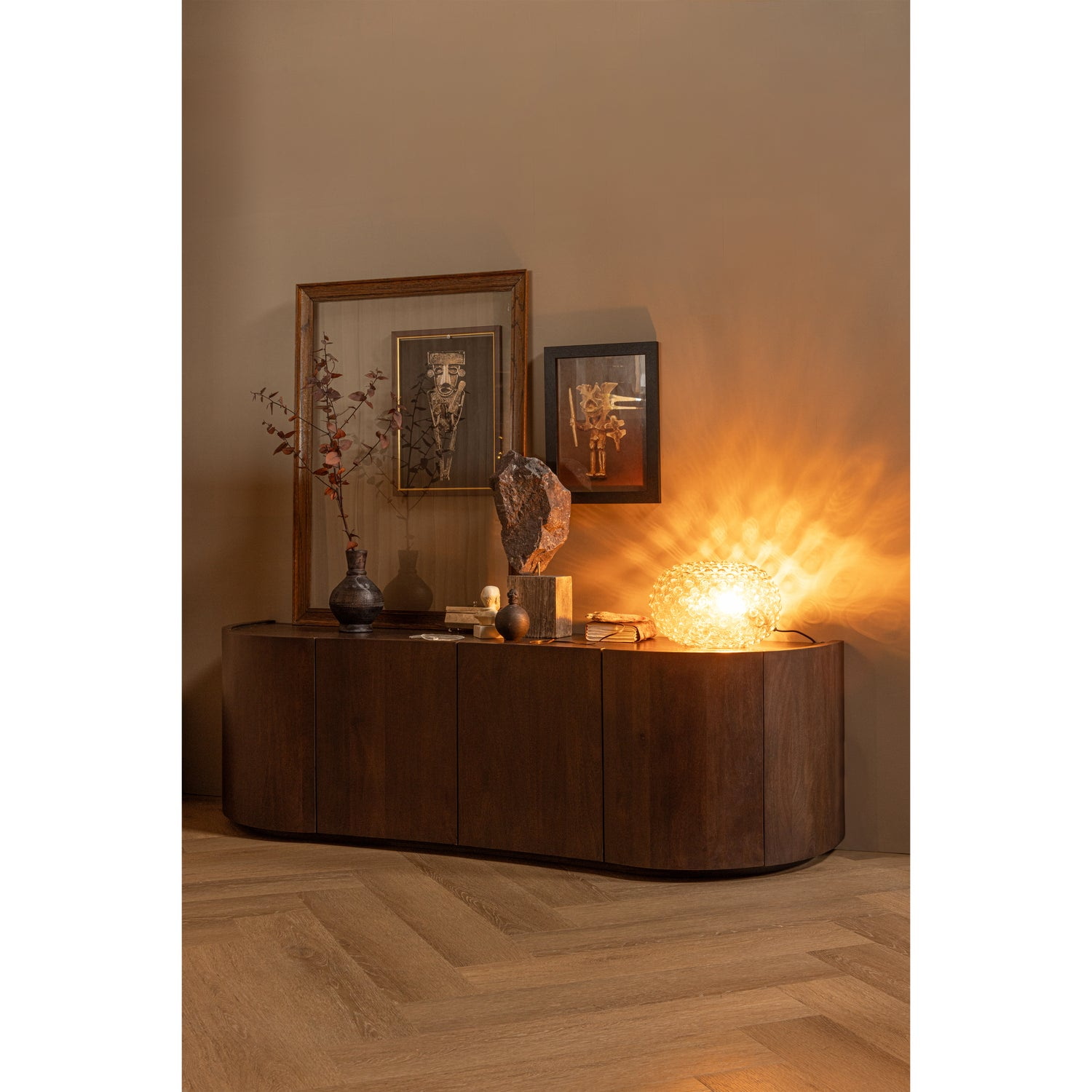 WOOOD Dressoir 'Sense' Mangohout, 160cm, kleur Walnoot