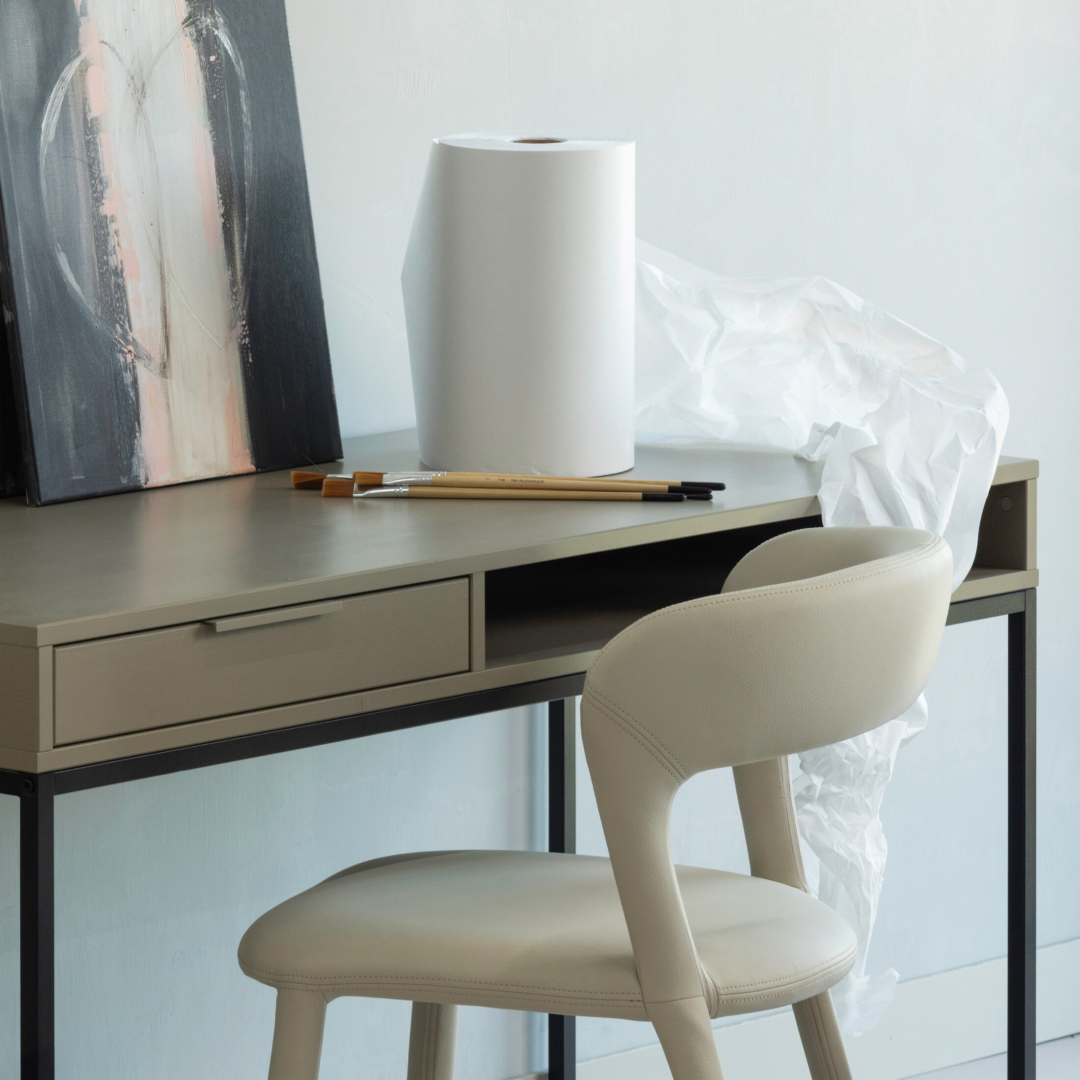 WOOOD Eetkamerstoel 'Noble' Lederlook, kleur Beige