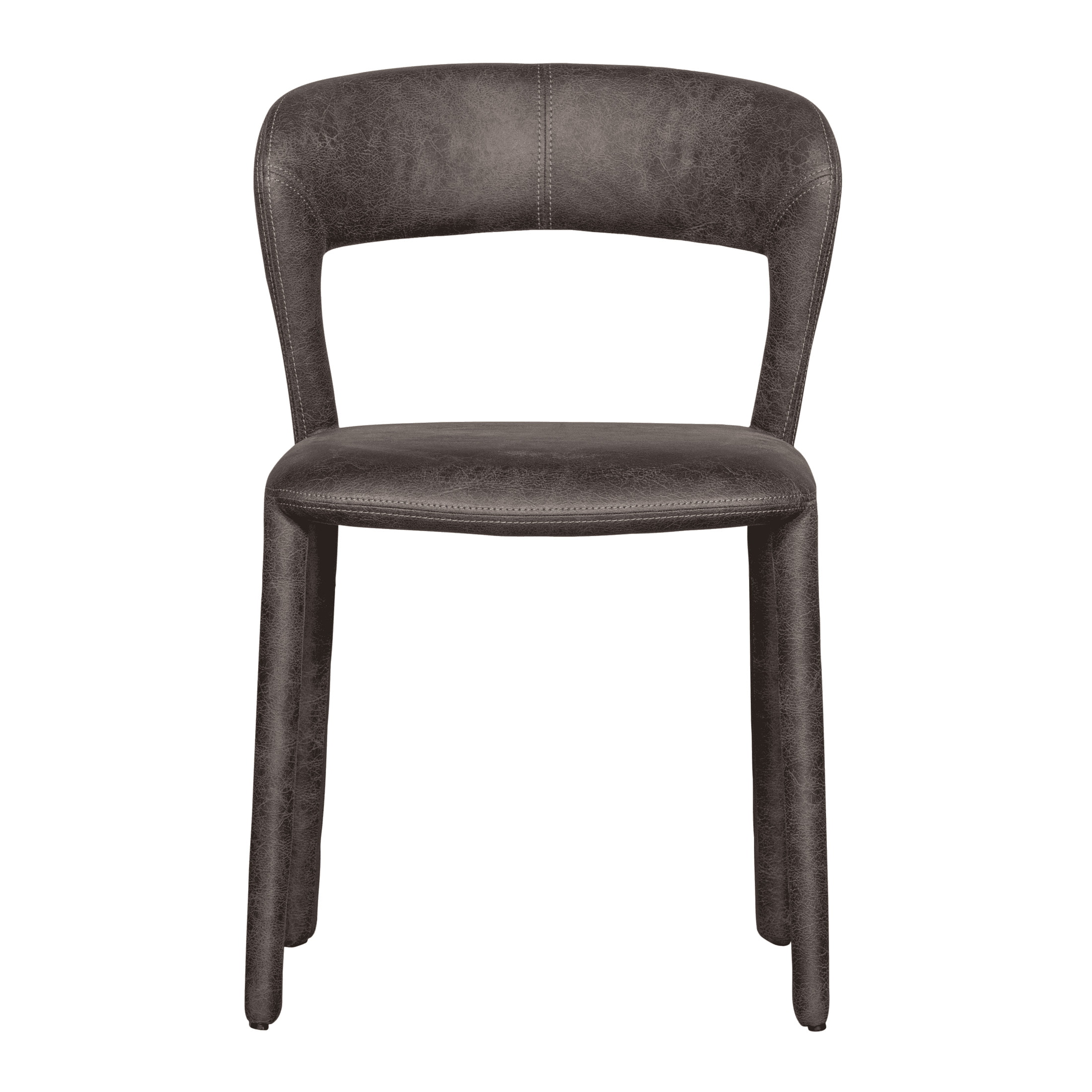 WOOOD Eetkamerstoel 'Noble' Lederlook, kleur Antraciet