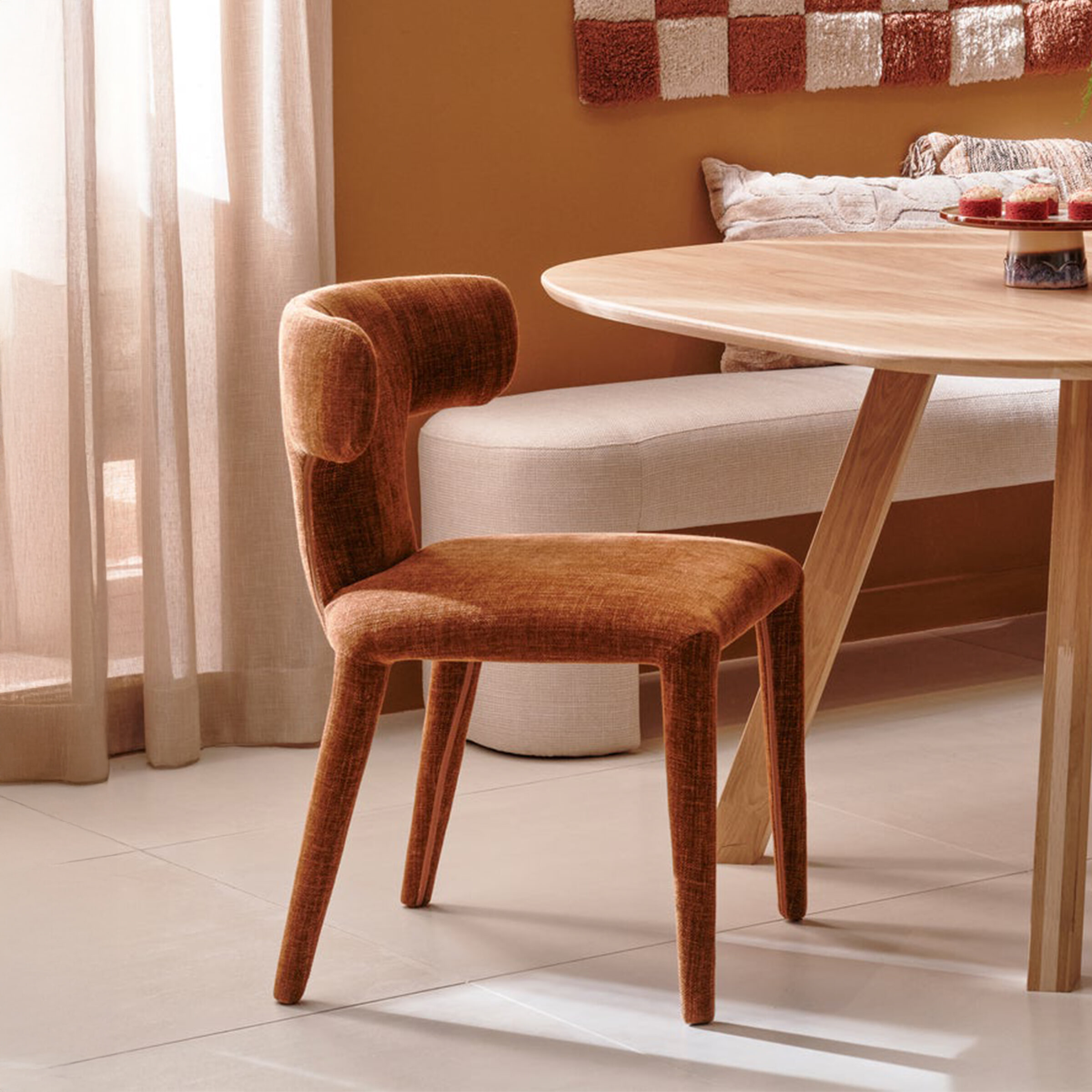 WOOOD Eetkamerstoel 'Permit' Geweven, kleur Cinnamon