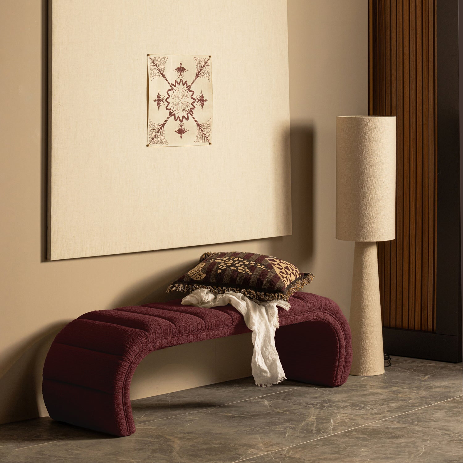 WOOOD Tafellamp / Vloerlamp 'Loft' Bouclé, 90cm
