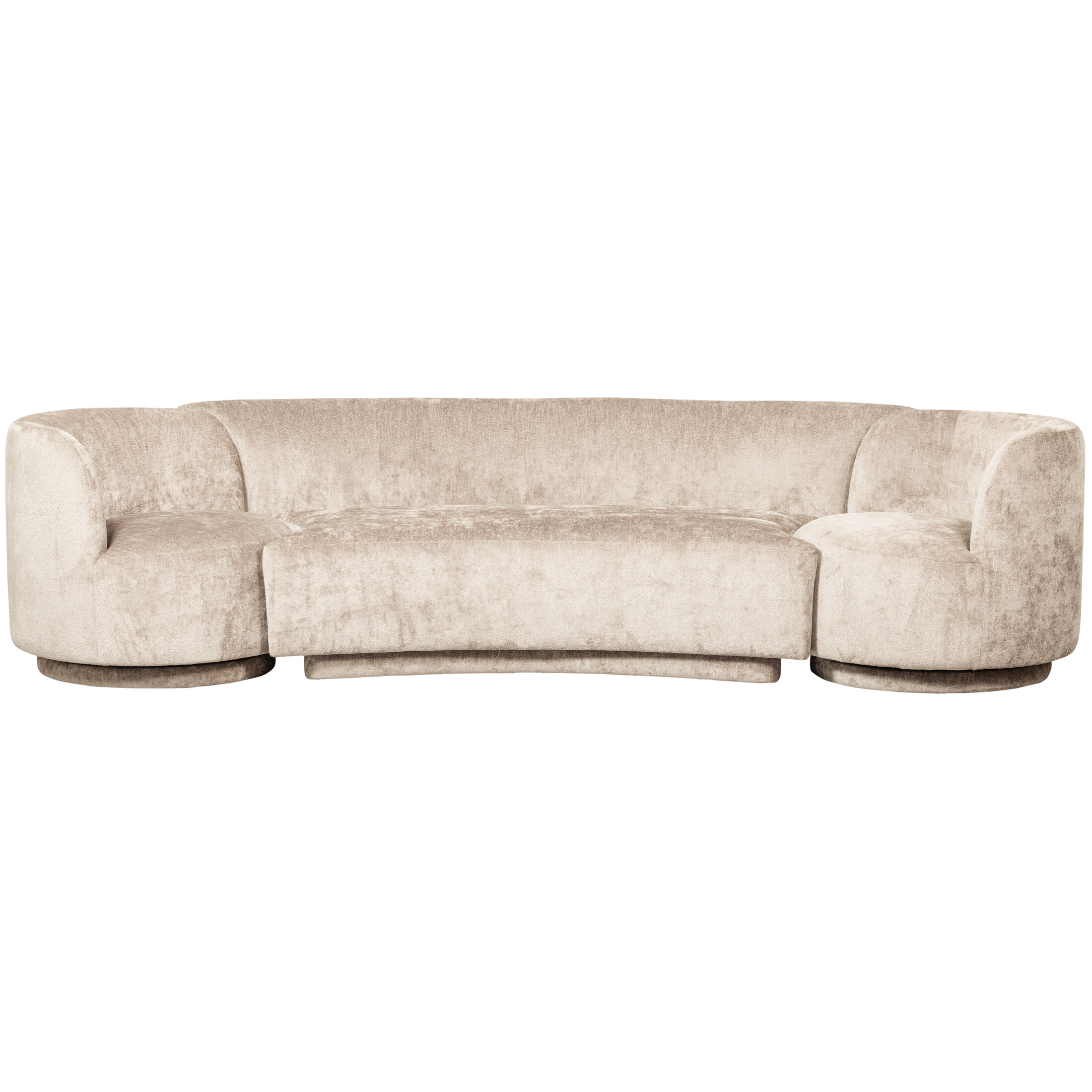 WOOOD Bank 'Combi-Popular' Bank+2 fauteuils, 290cm, Chenille, kleur Naturel