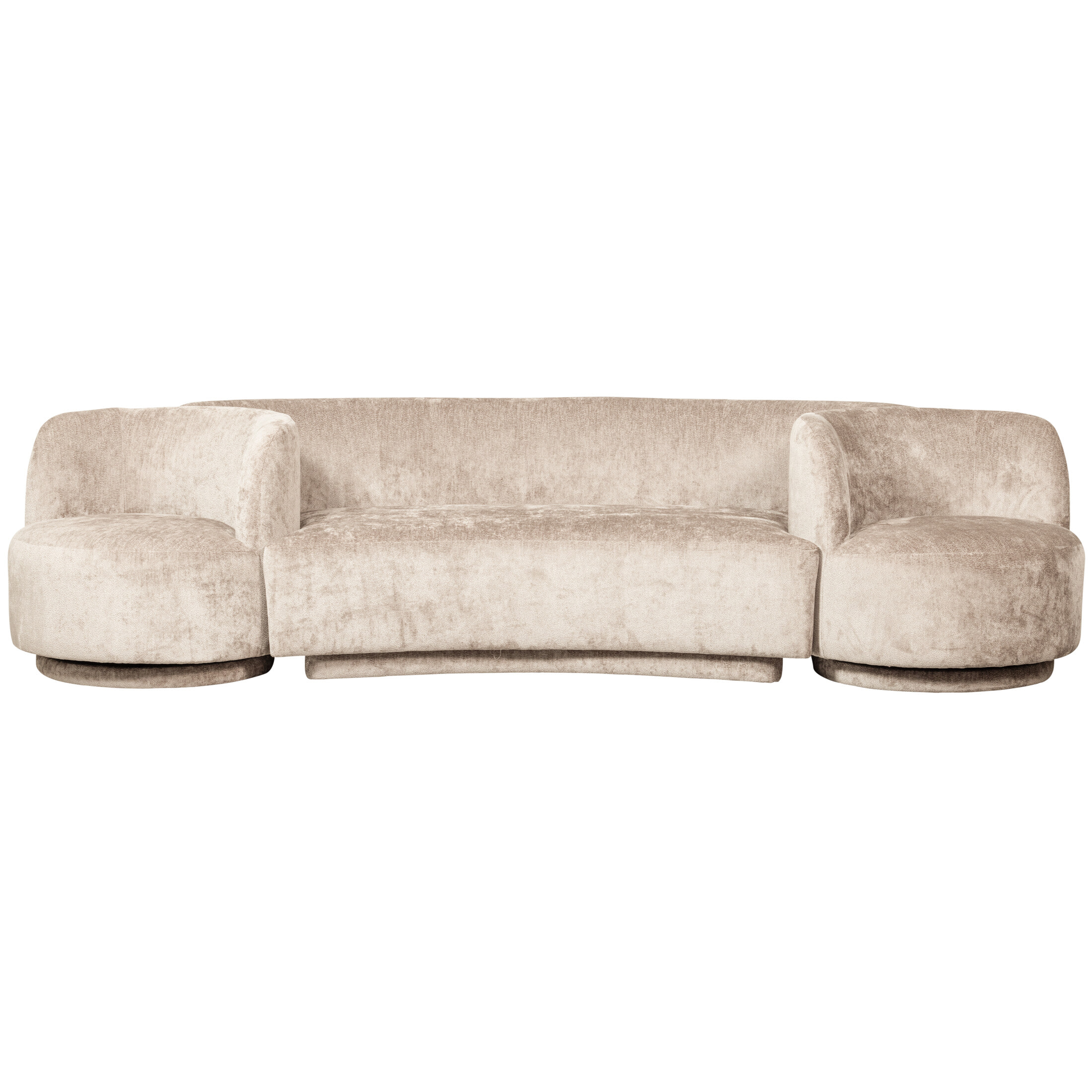WOOOD Bank 'Combi-Popular' Bank+2 fauteuils, 290cm, Chenille, kleur Naturel