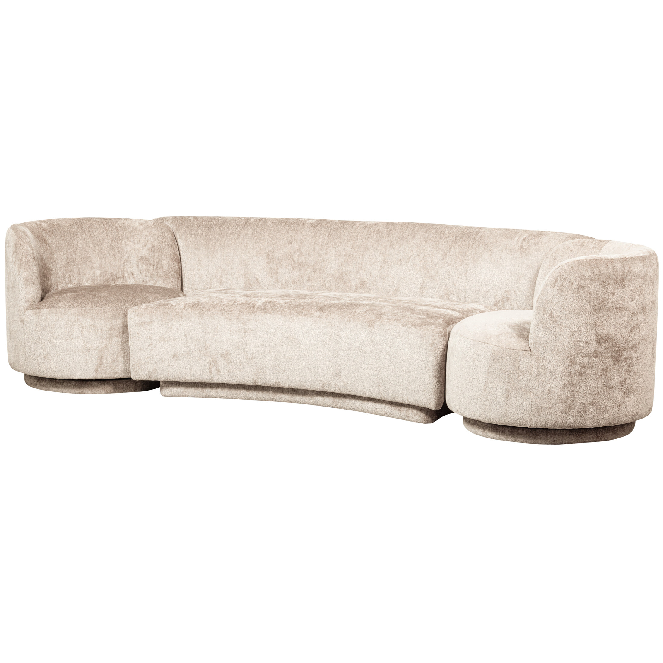 WOOOD Bank 'Combi-Popular' Bank+2 fauteuils, 290cm, Chenille, kleur Naturel