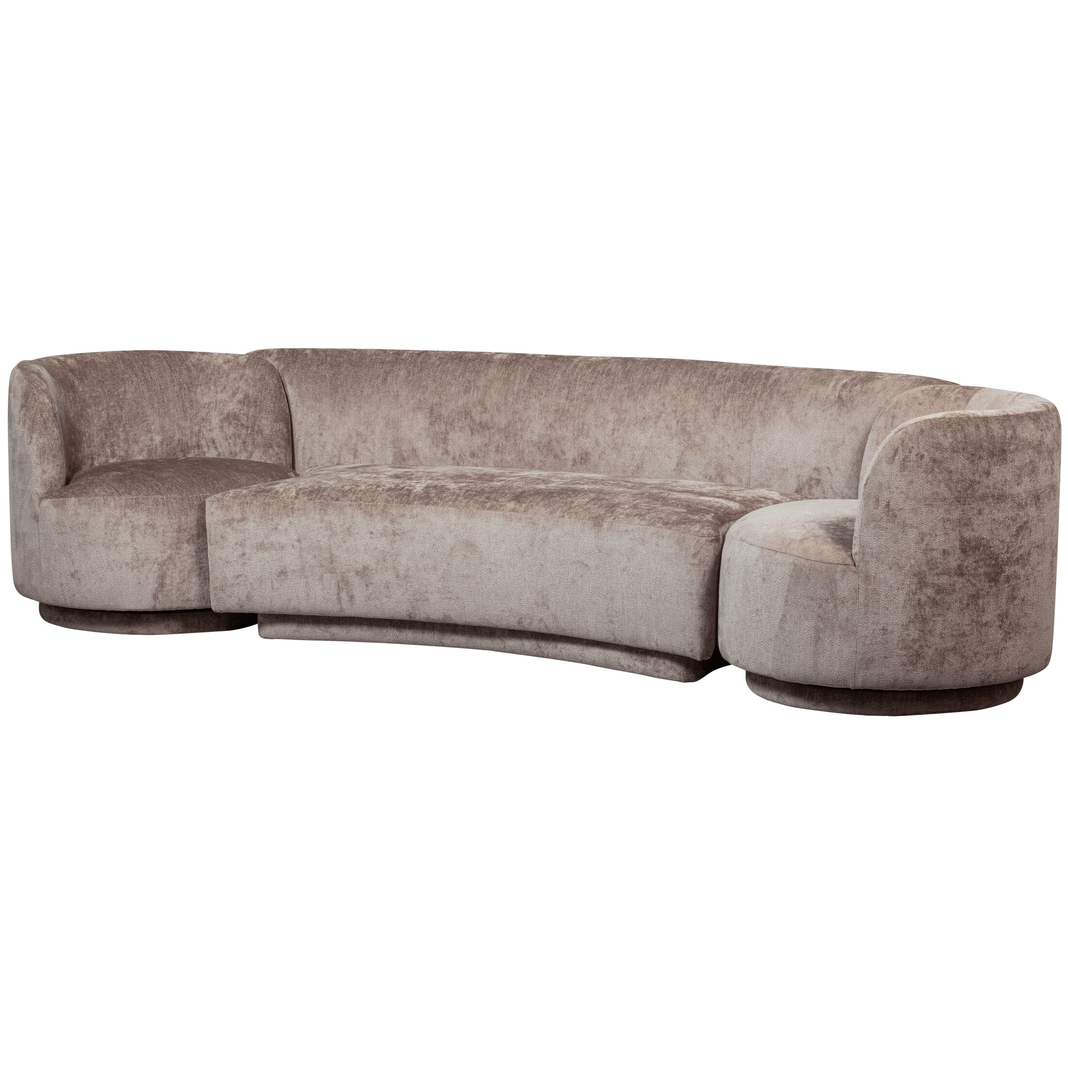 WOOOD Bank 'Combi-Popular' Bank+2 fauteuils, 290cm, Chenille, kleur Taupe
