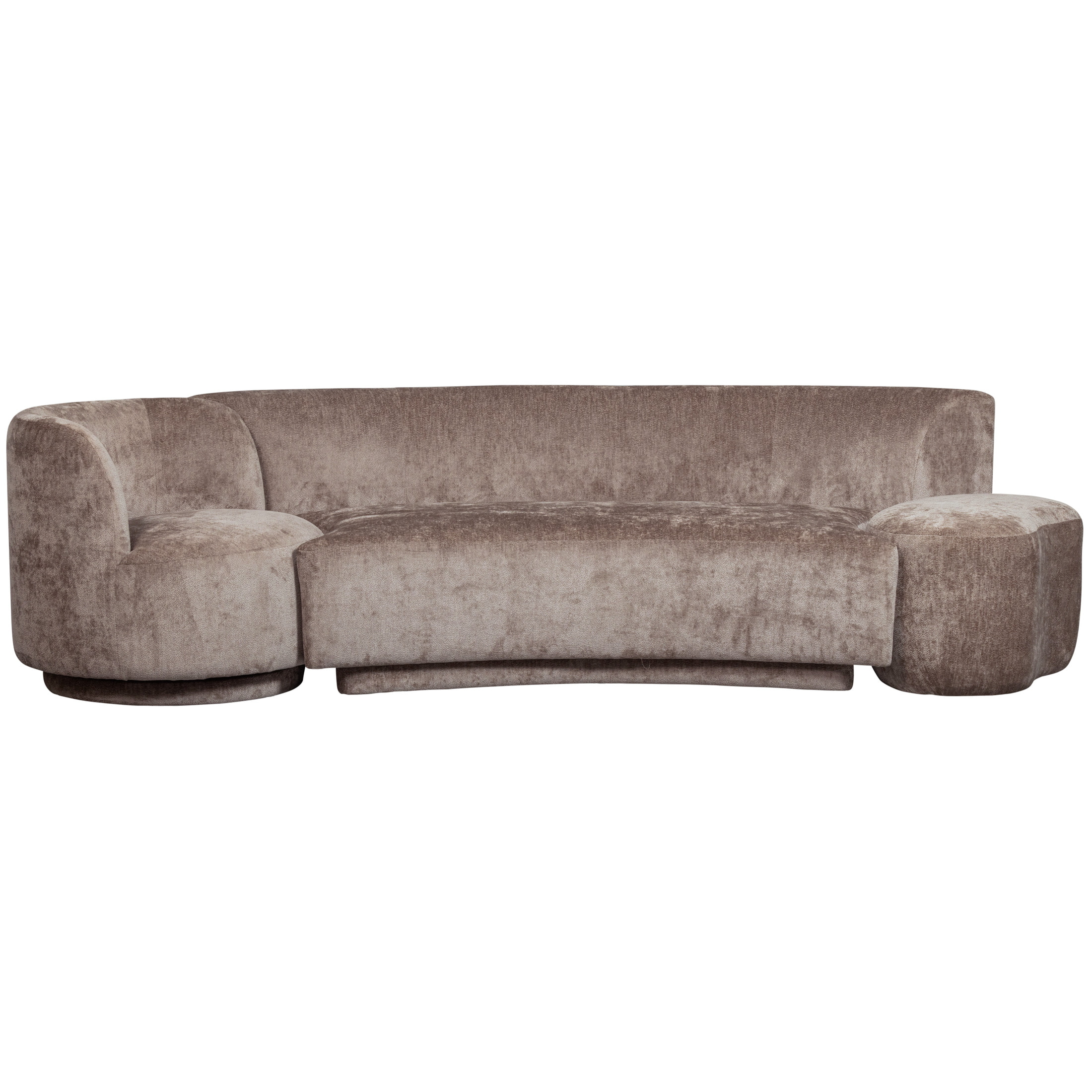 WOOOD Bank 'Combi-Popular' Bank+fauteuil+poef, Chenille, kleur Taupe