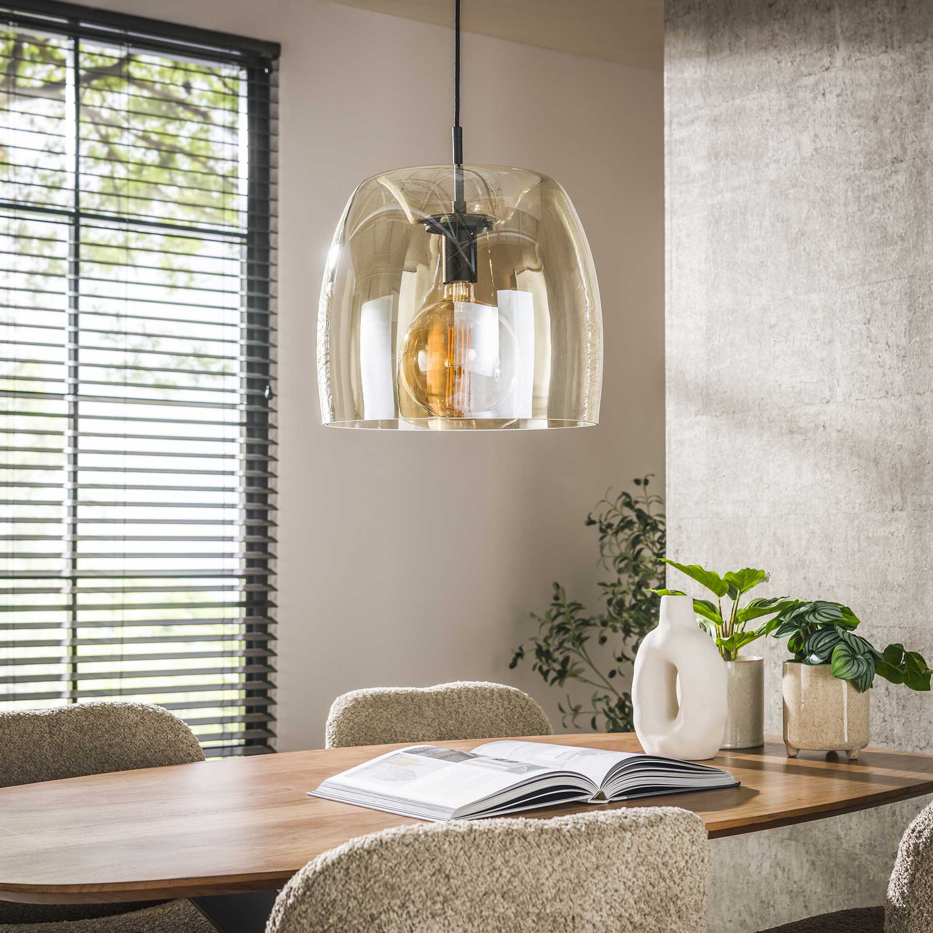 LifestyleFurn Hanglamp 'Rift' Amber glas, 35cm