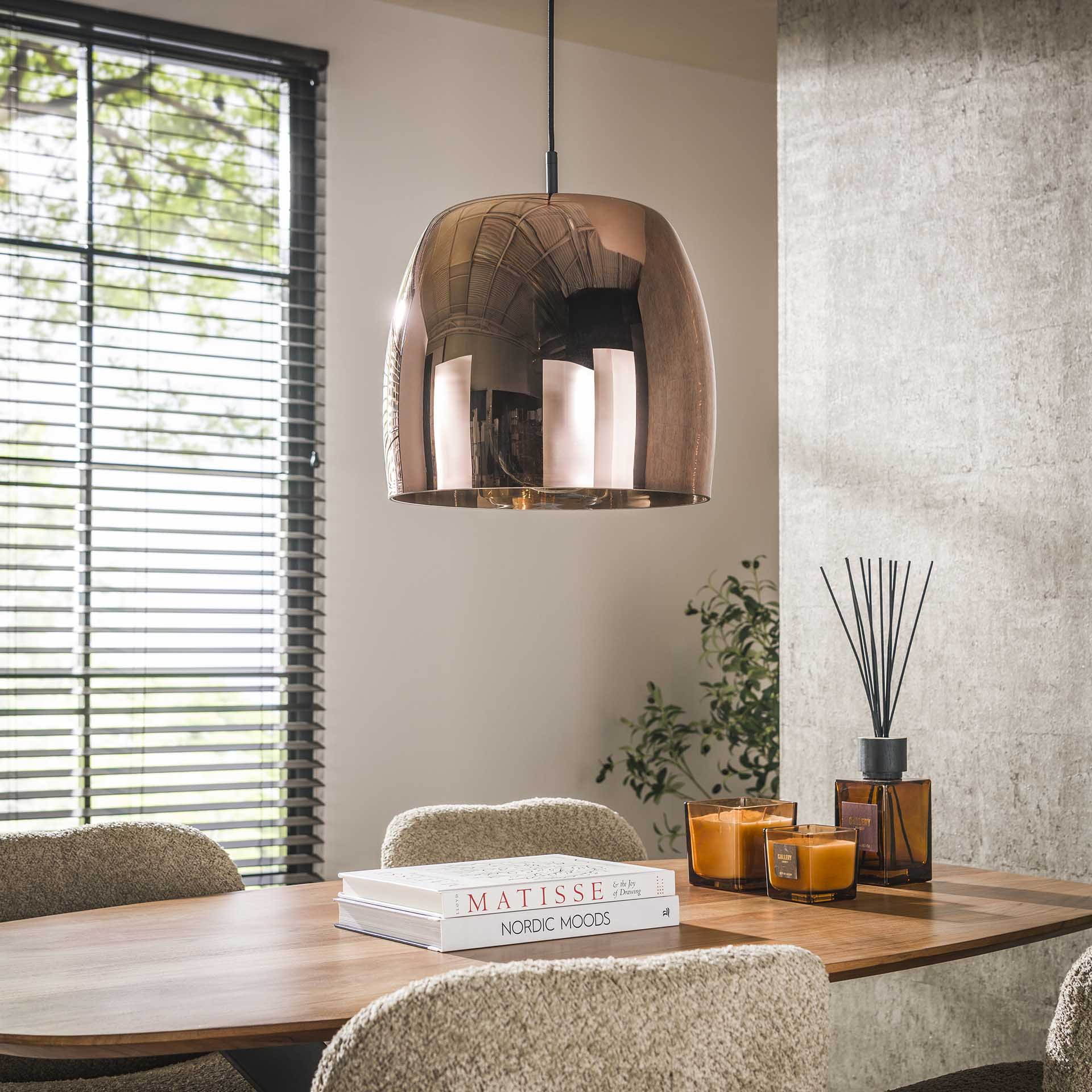 LifestyleFurn Hanglamp 'Rift' Koper glas, 35cm