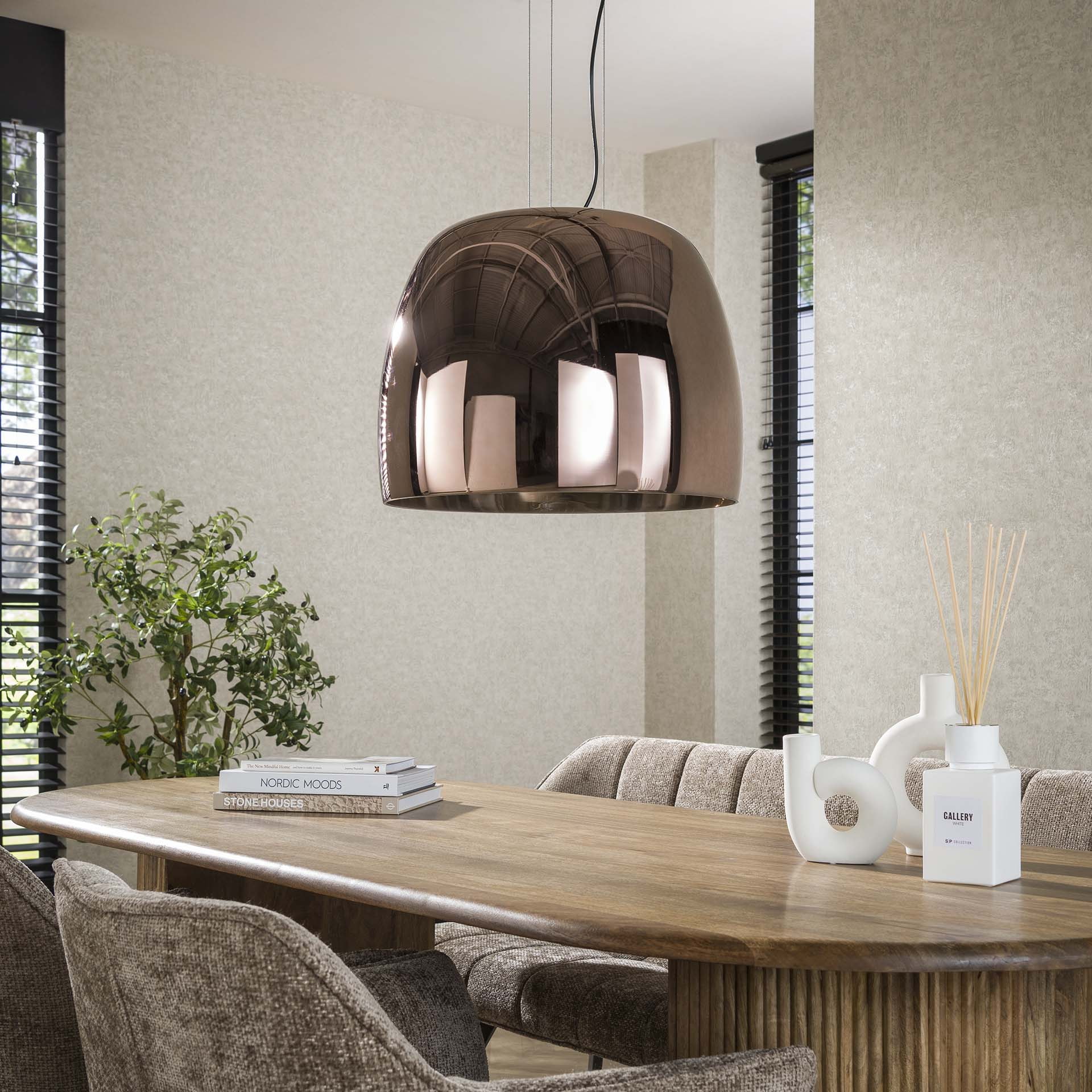 LifestyleFurn Hanglamp 'Rift' Koper glas, 48cm