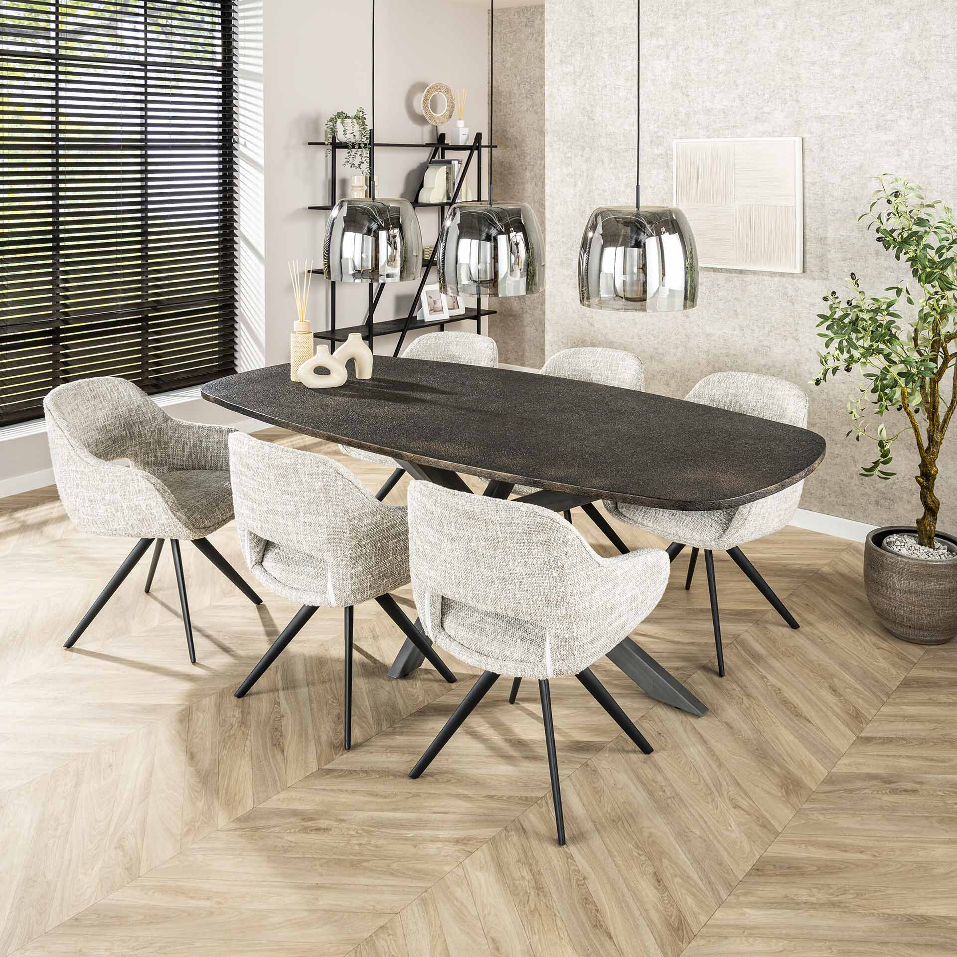 LifestyleFurn Hanglamp 'Rift' Smoke glas, 3-lamps