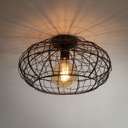LifestyleFurn Plafondlamp 'Akita' Metaal, Ø35cm, kleur Zwart Bruin
