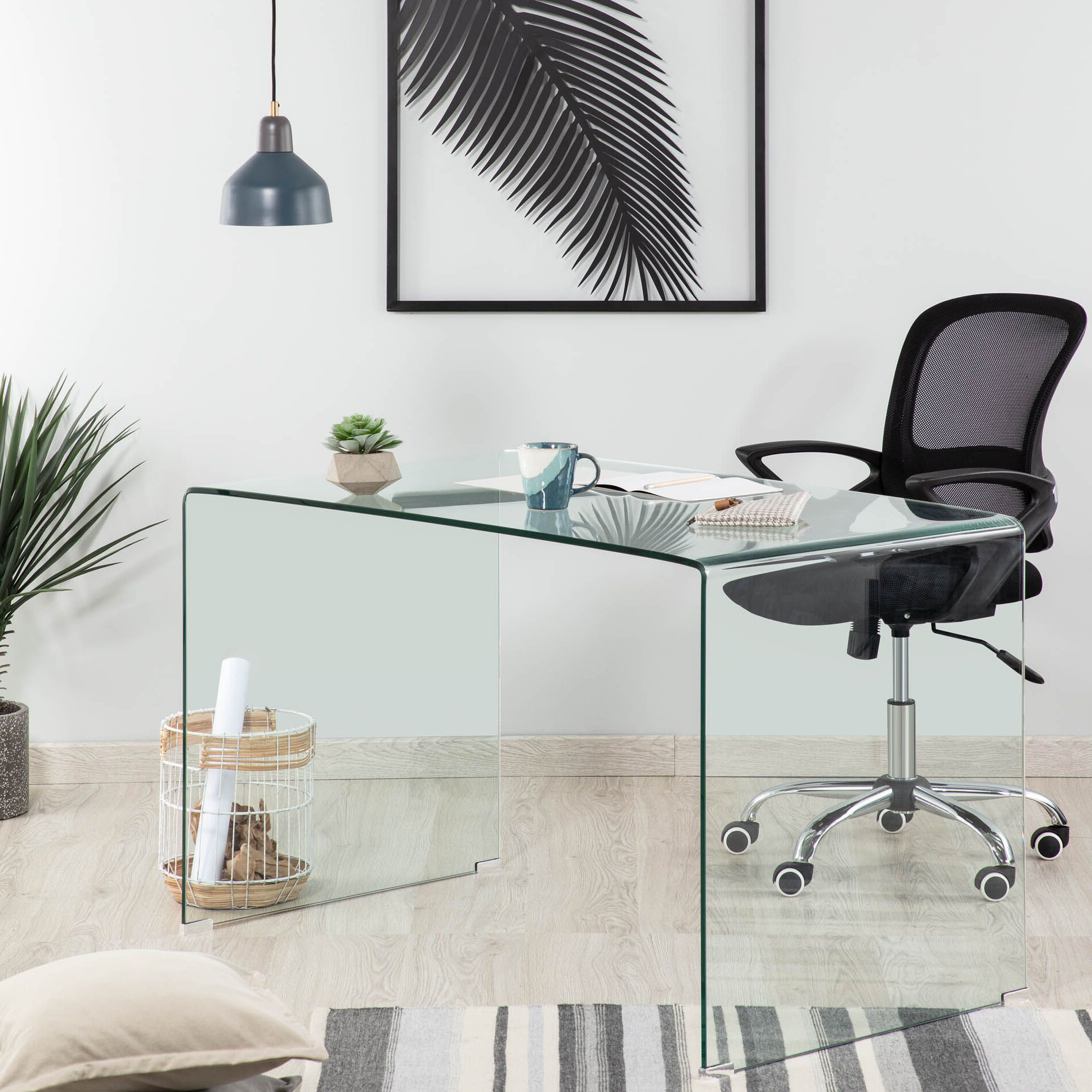Kave Home Glazen Bureau 'Burano', 125 x 70 cm Kave Home Glazen Bureau 'Burano', 125 x 70 cm