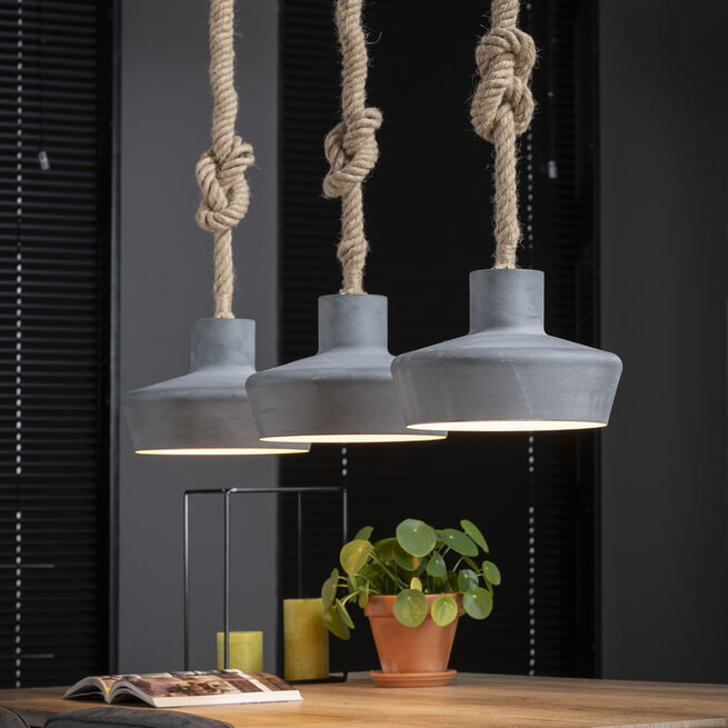 Hanglamp 'Mykelti' Betonlook, 3-lamps
