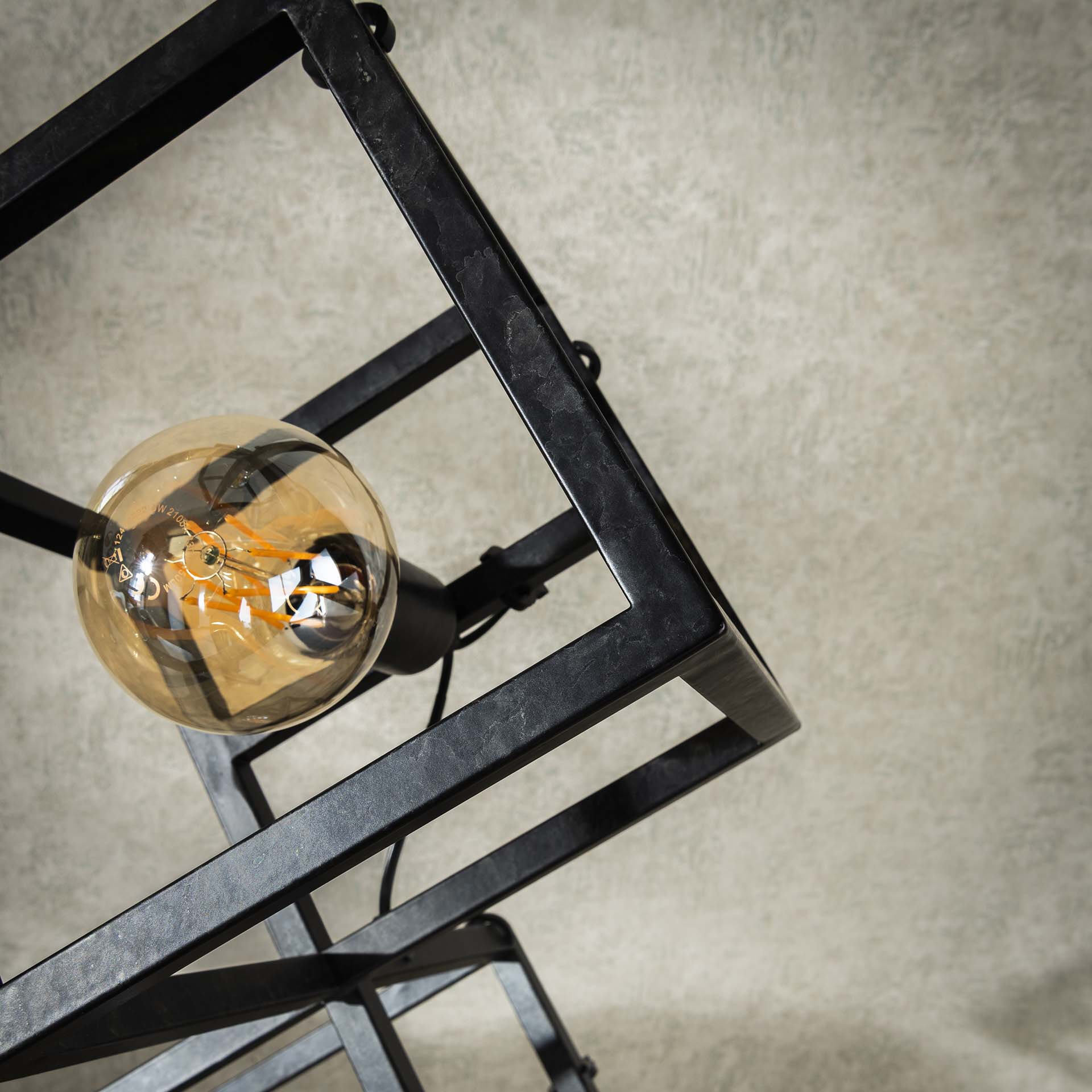 LifestyleFurn Vloerlamp 'Rift' 4-lamps, Kubus, kleur Charcoal