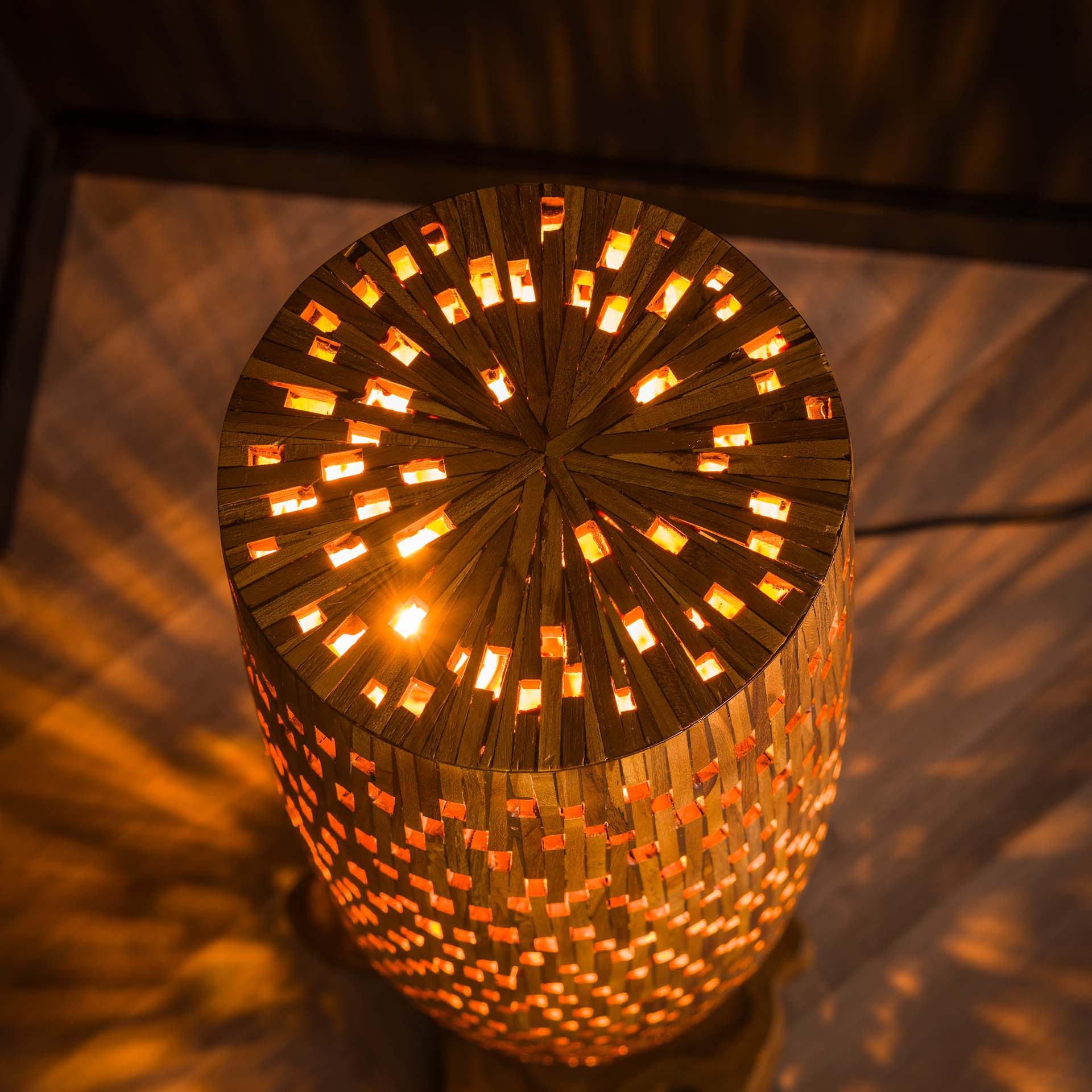 LifestyleFurn Vloerlamp 'Eugena' Teakhout, 145cm