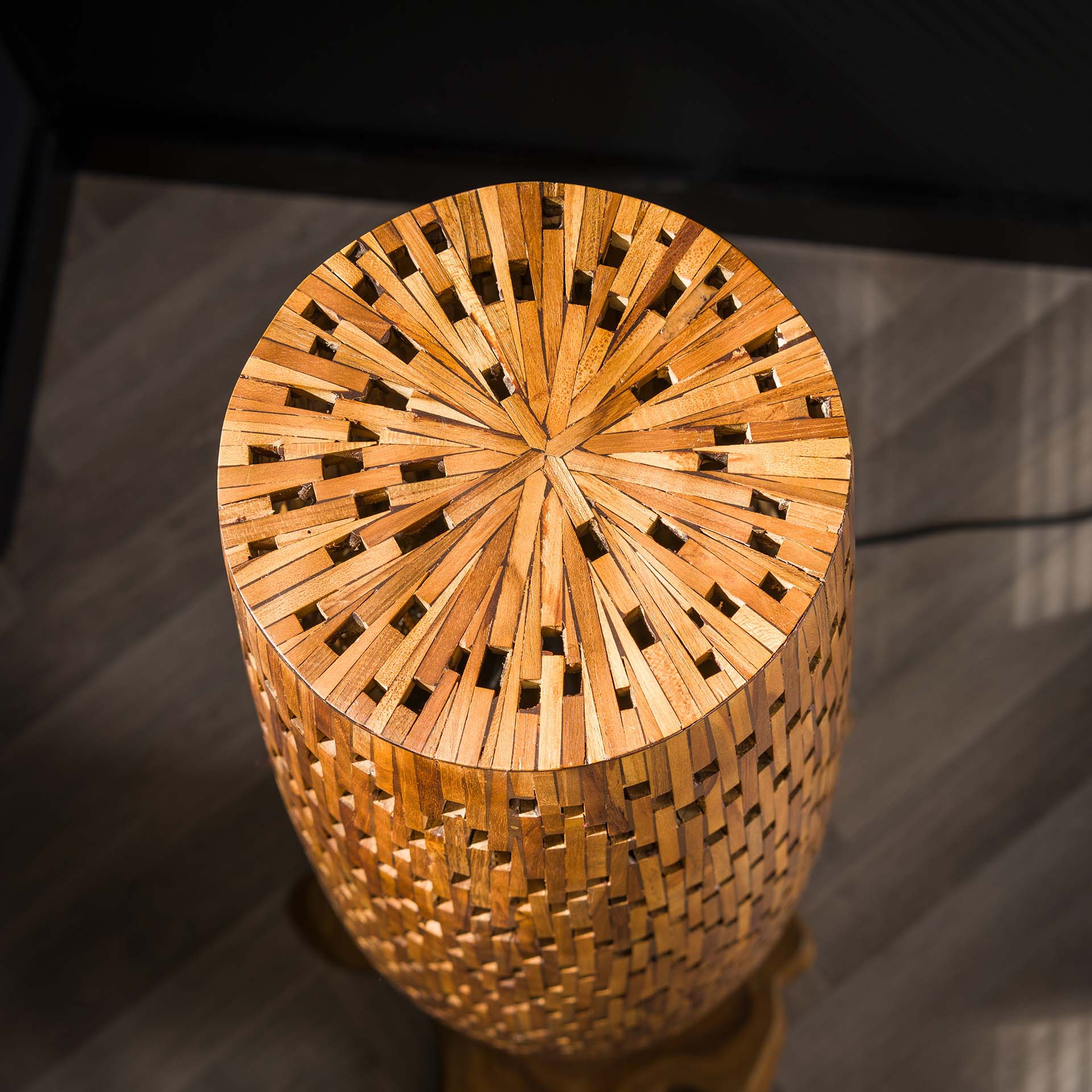 LifestyleFurn Vloerlamp 'Eugena' Teakhout, 145cm