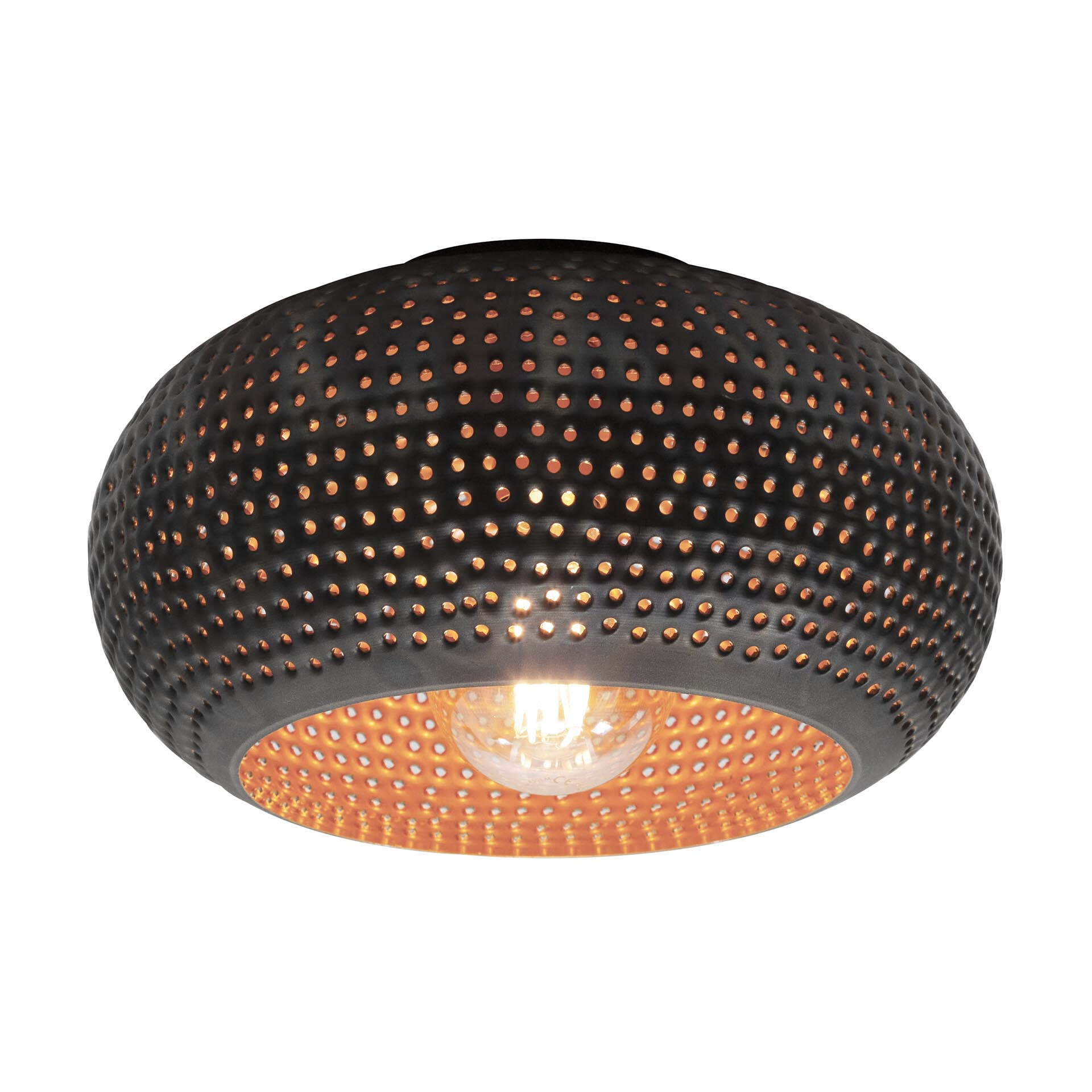 LifestyleFurn Plafondlamp Cecily Metaal, Ø35cm - Zwart Bruin