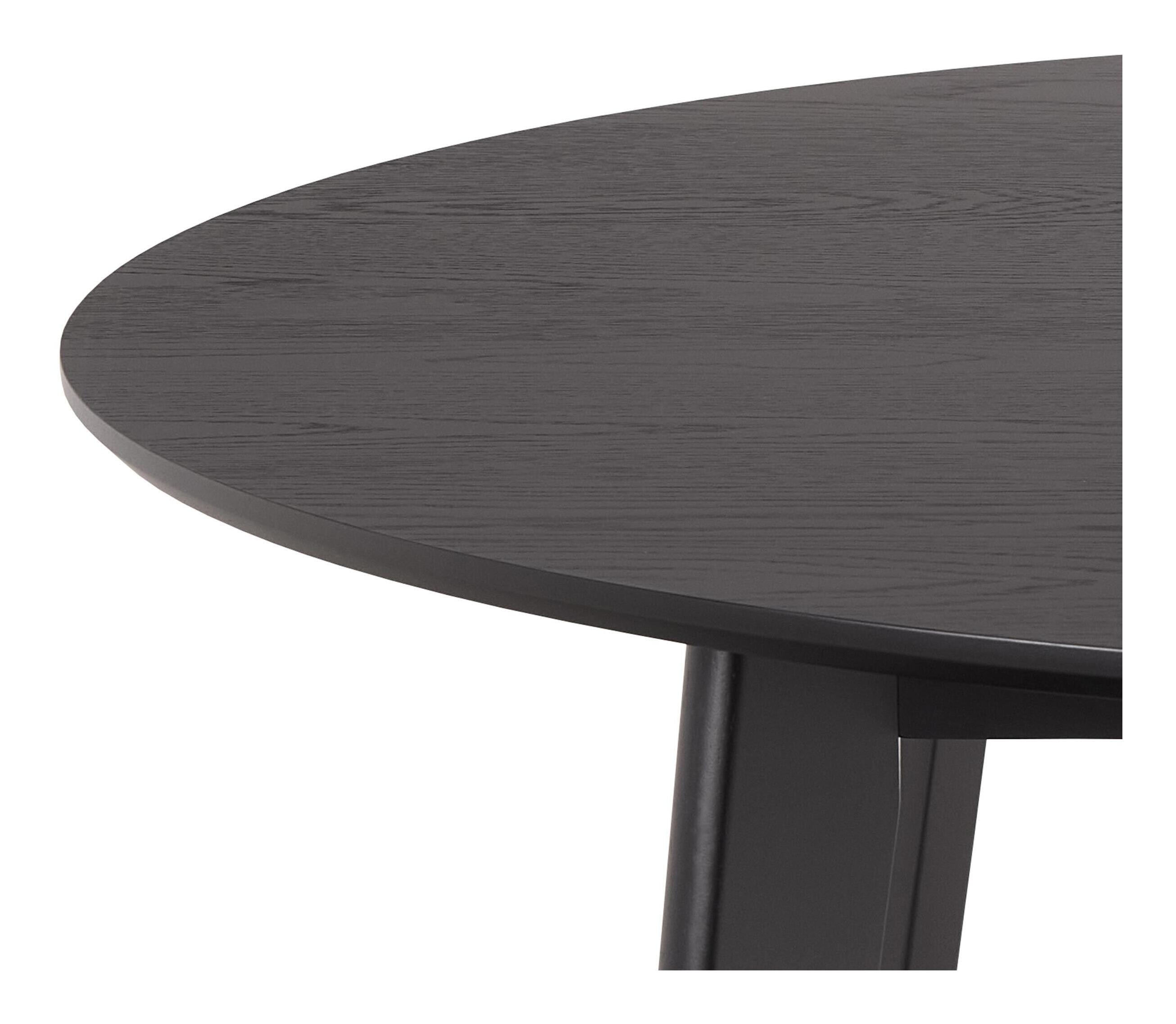 Bendt Ronde Eettafel 'Torkil' 120cm Eikenfineer, kleur Zwart