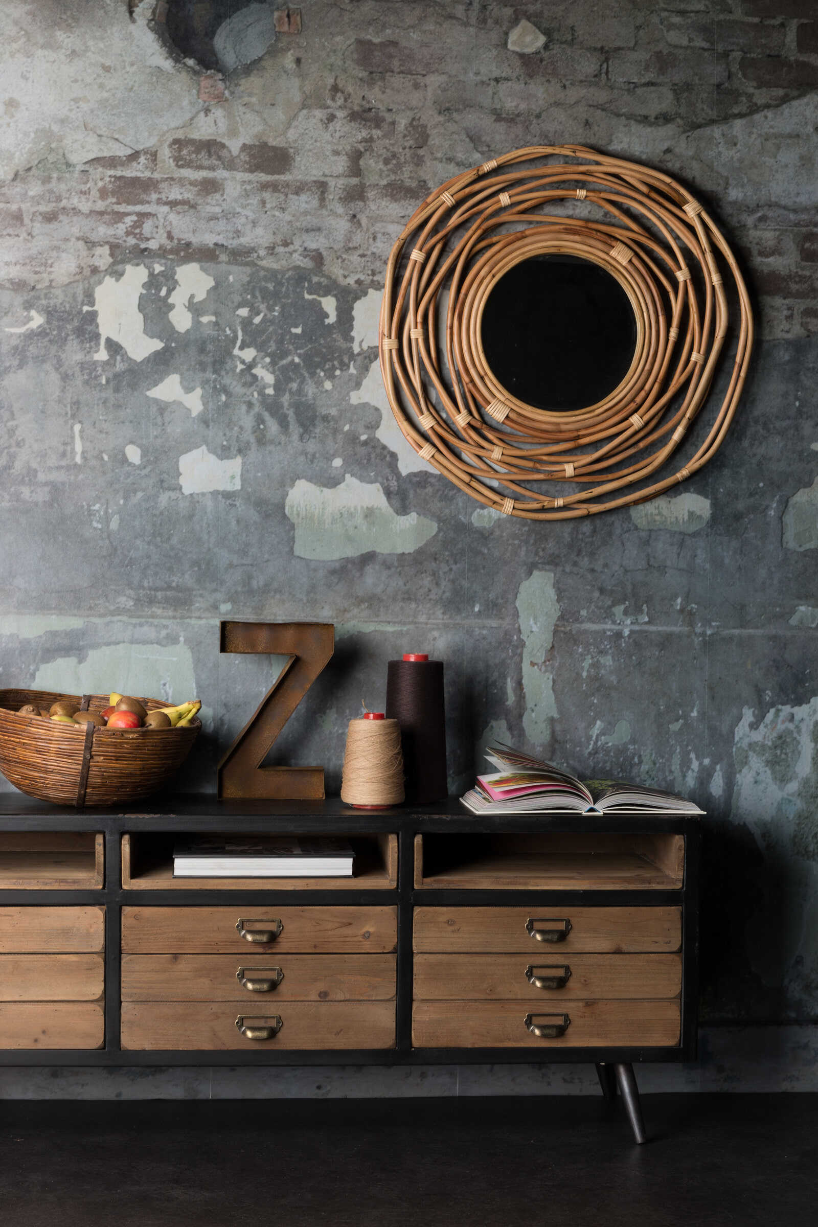 Dutchbone Ronde Spiegel 'Kubu' 75cm