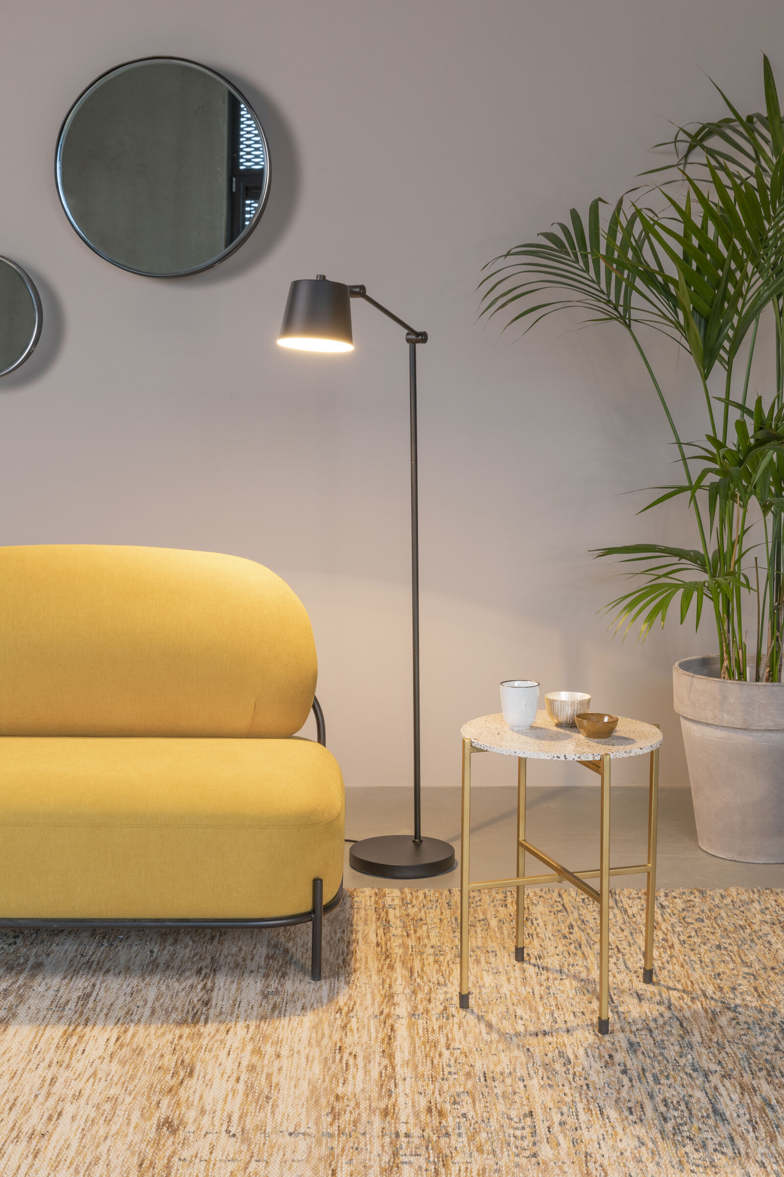 Ronde Spiegel 'Sal' 60cm, kleur zwart