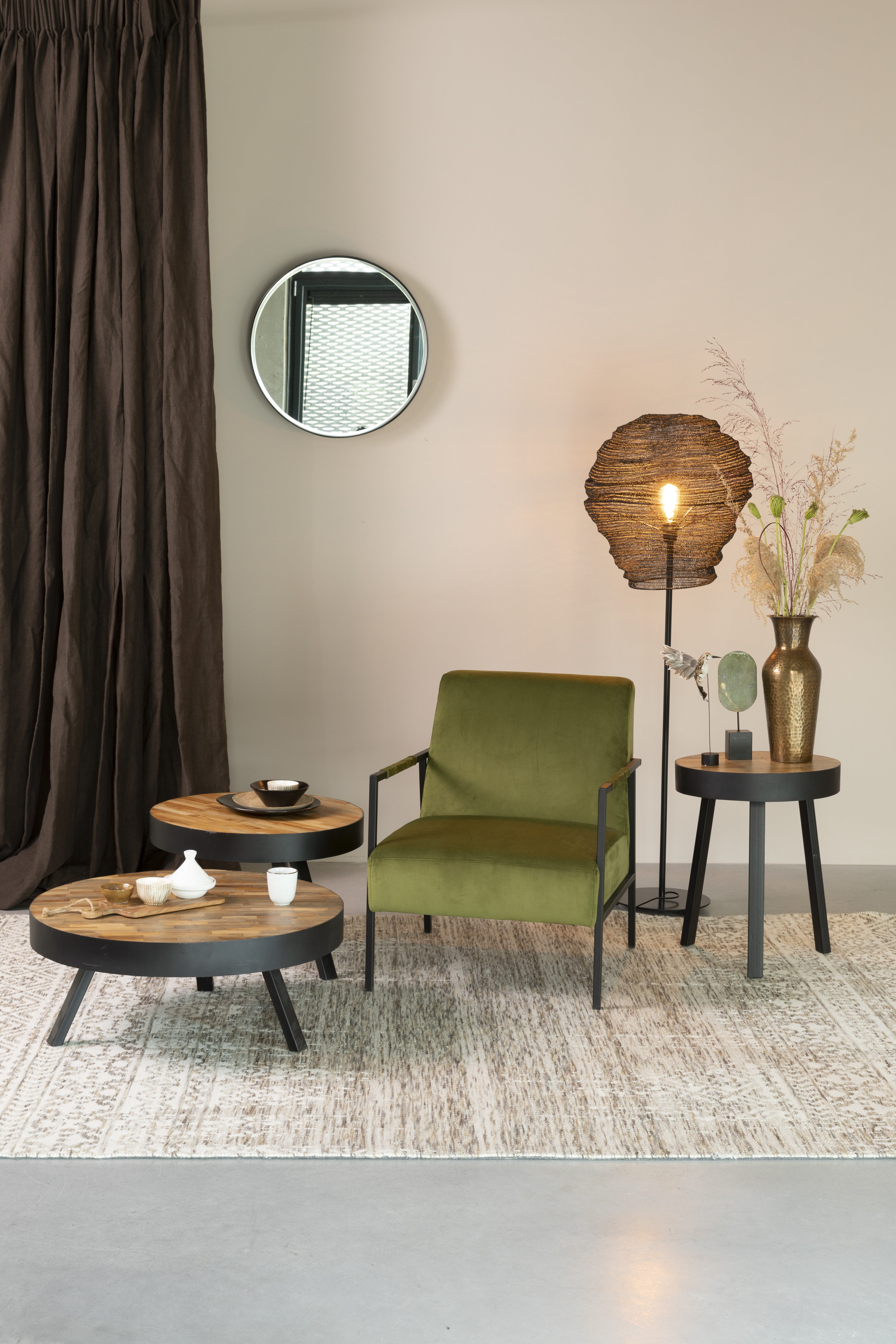 Ronde Spiegel 'Sal' 60cm, kleur zwart