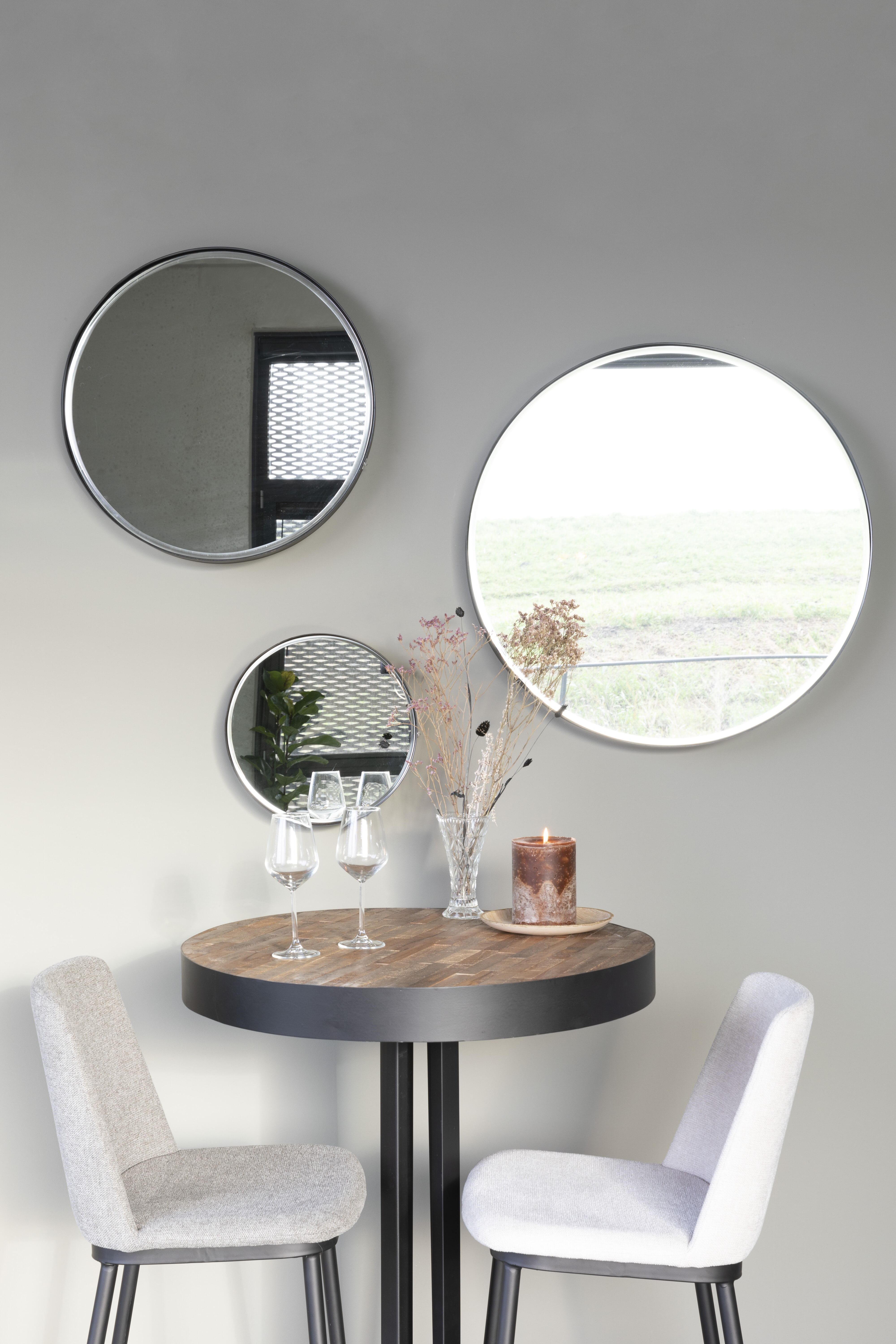 Ronde Spiegel 'Sal' 60cm, kleur zwart