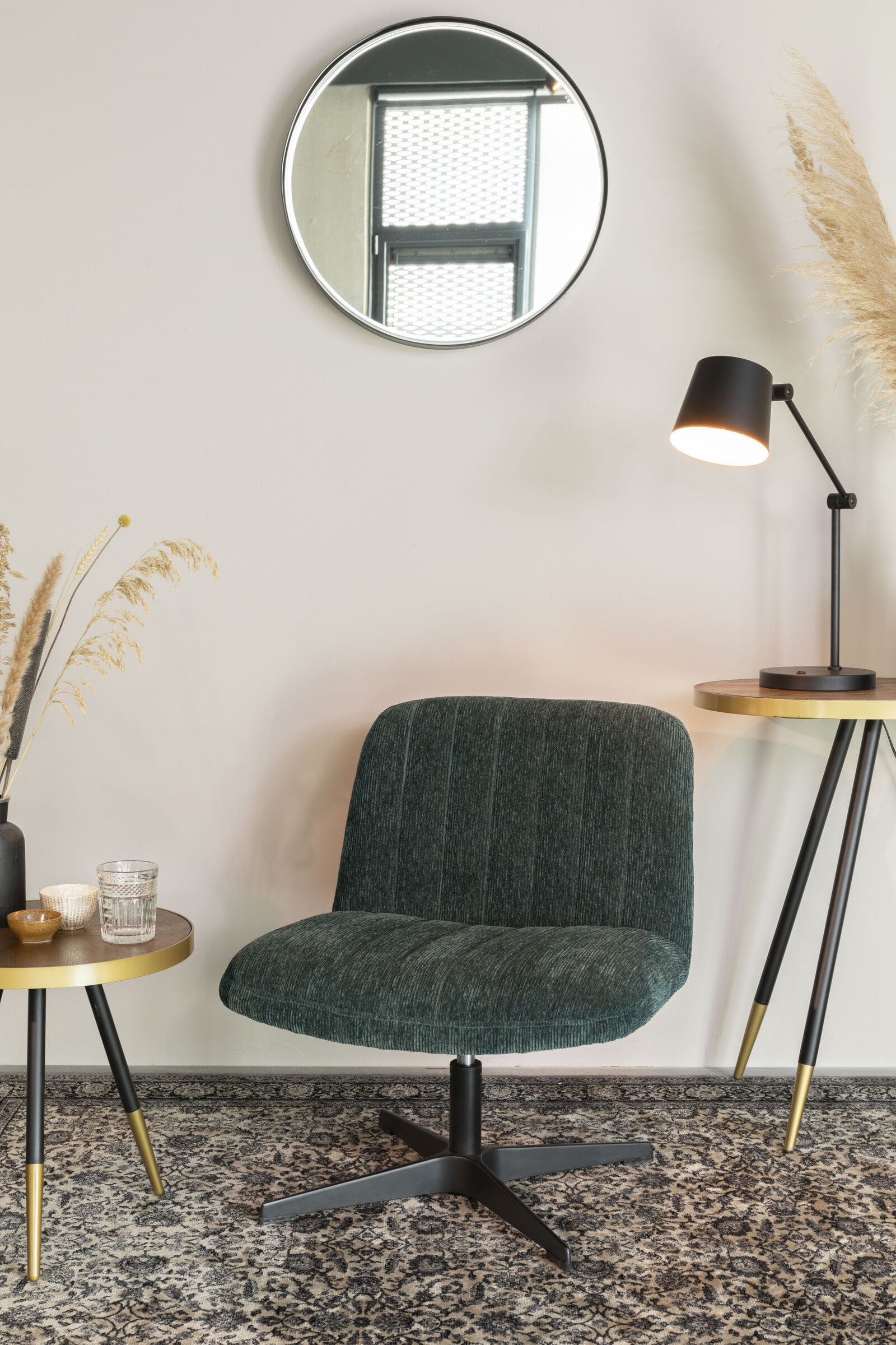 Ronde Spiegel 'Sal' 60cm, kleur zwart
