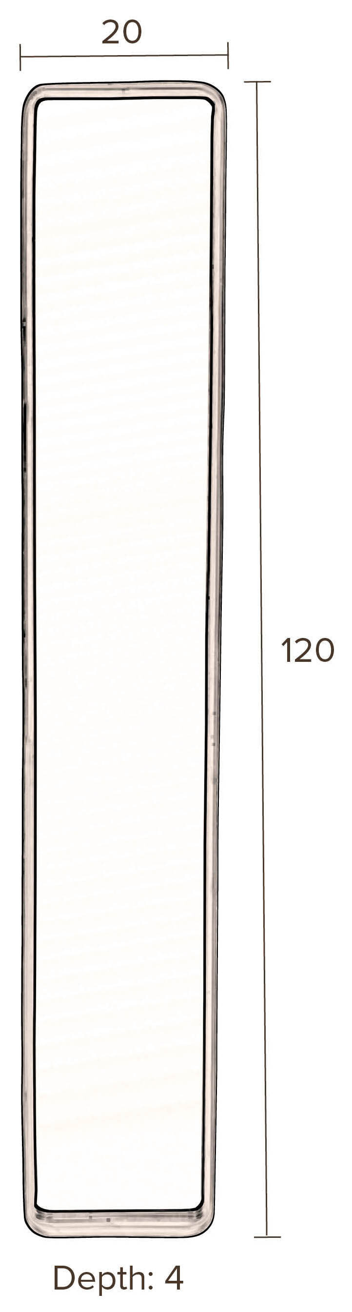 Dutchbone Spiegel 'Blackbeam' 120 x 20cm