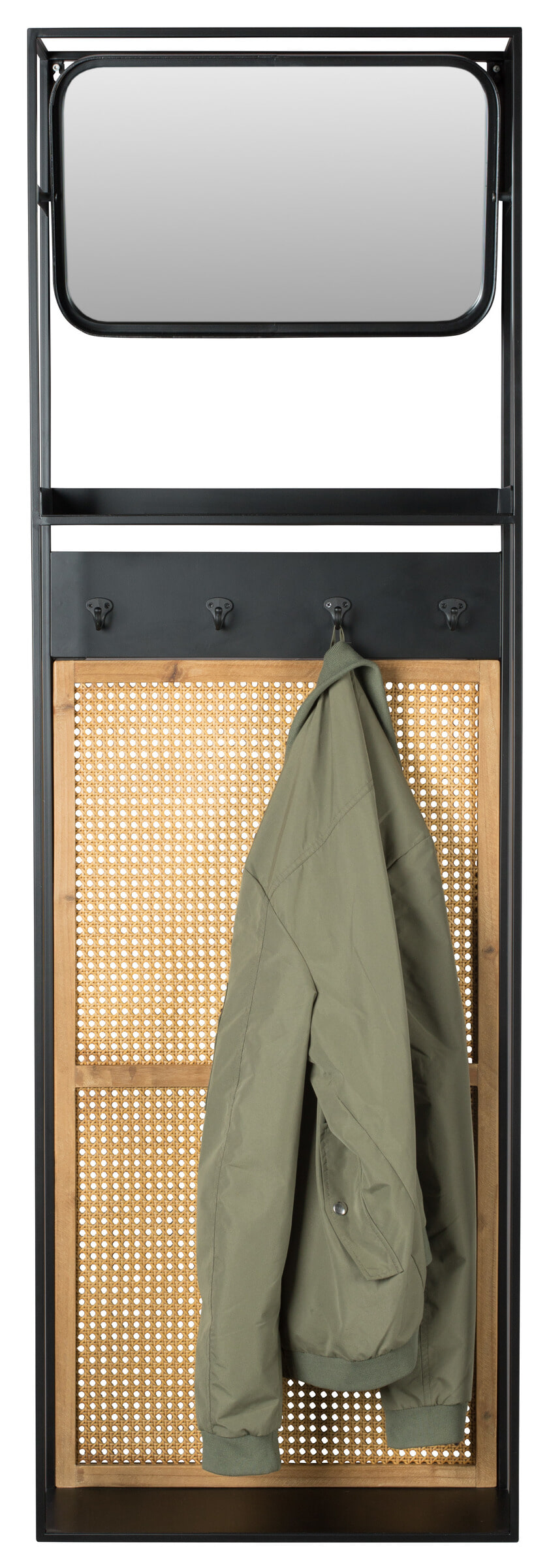 Dutchbone Kapstok 'Langres' met spiegel, 165 x 53cm