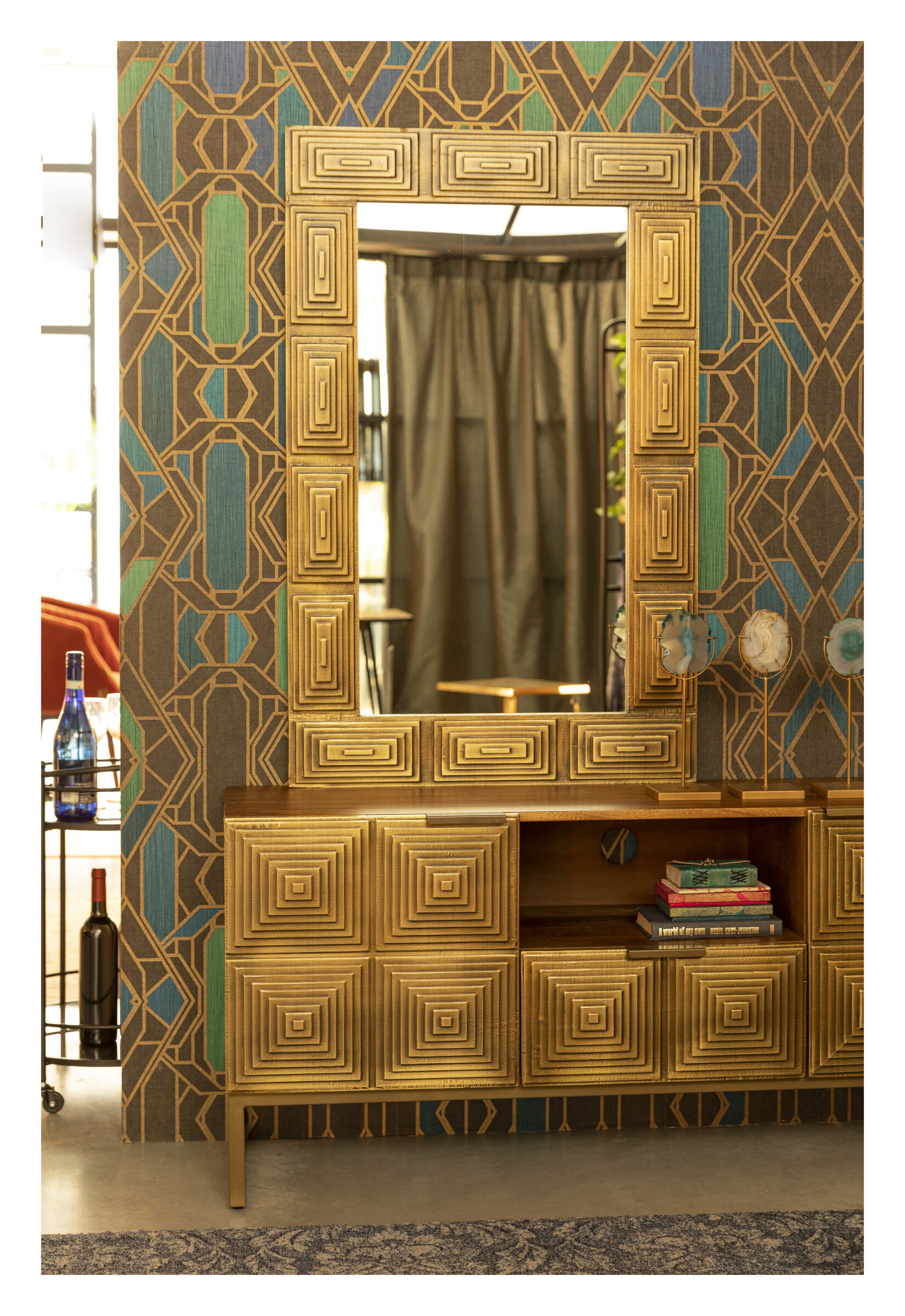 Dutchbone Spiegel 'Volan' mangohout, 110x70cm, kleur goud