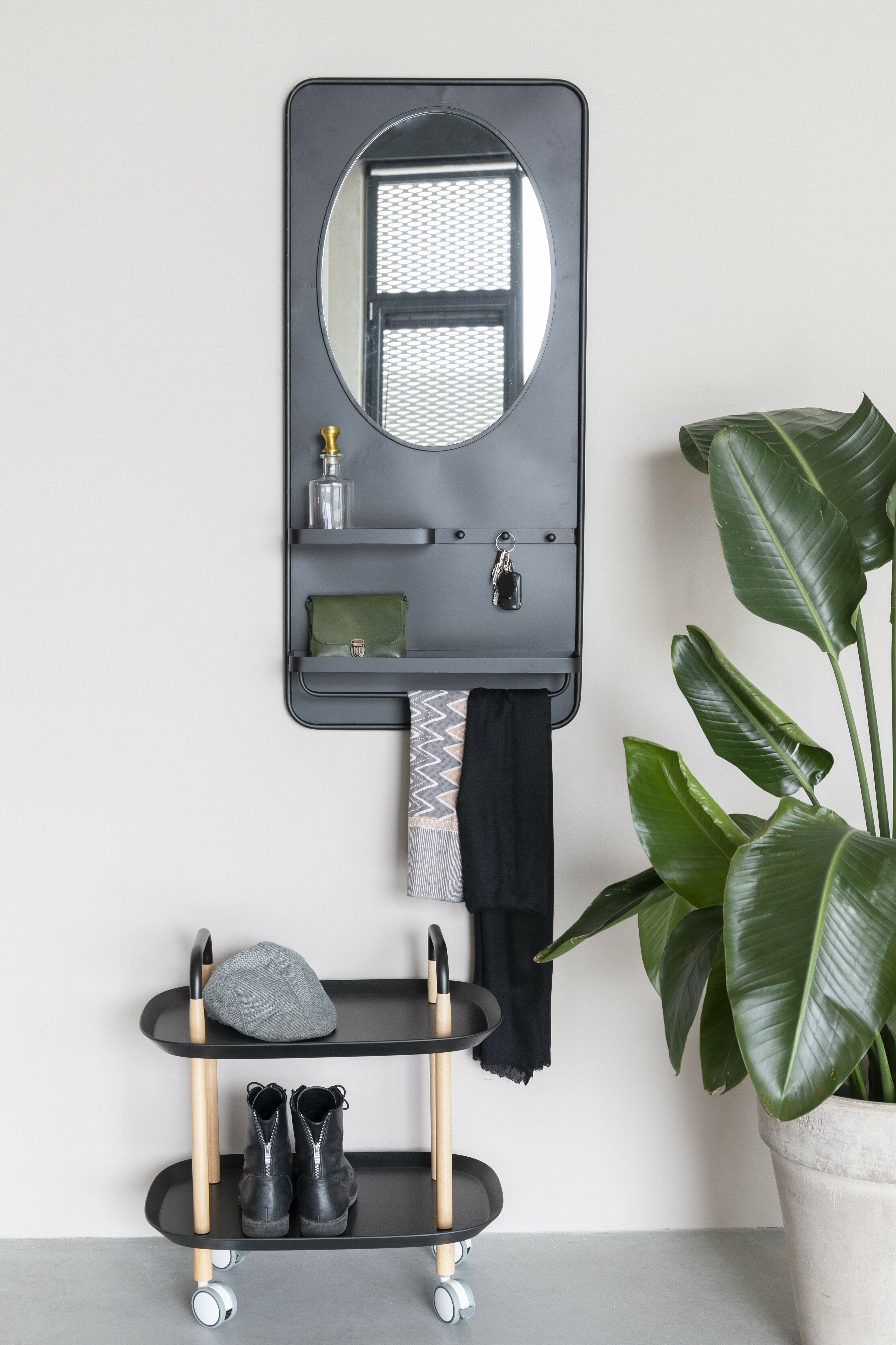 ZILT Spiegel 'Jaros' Met 2 planken en 3 haakjes, 108 x 53cm