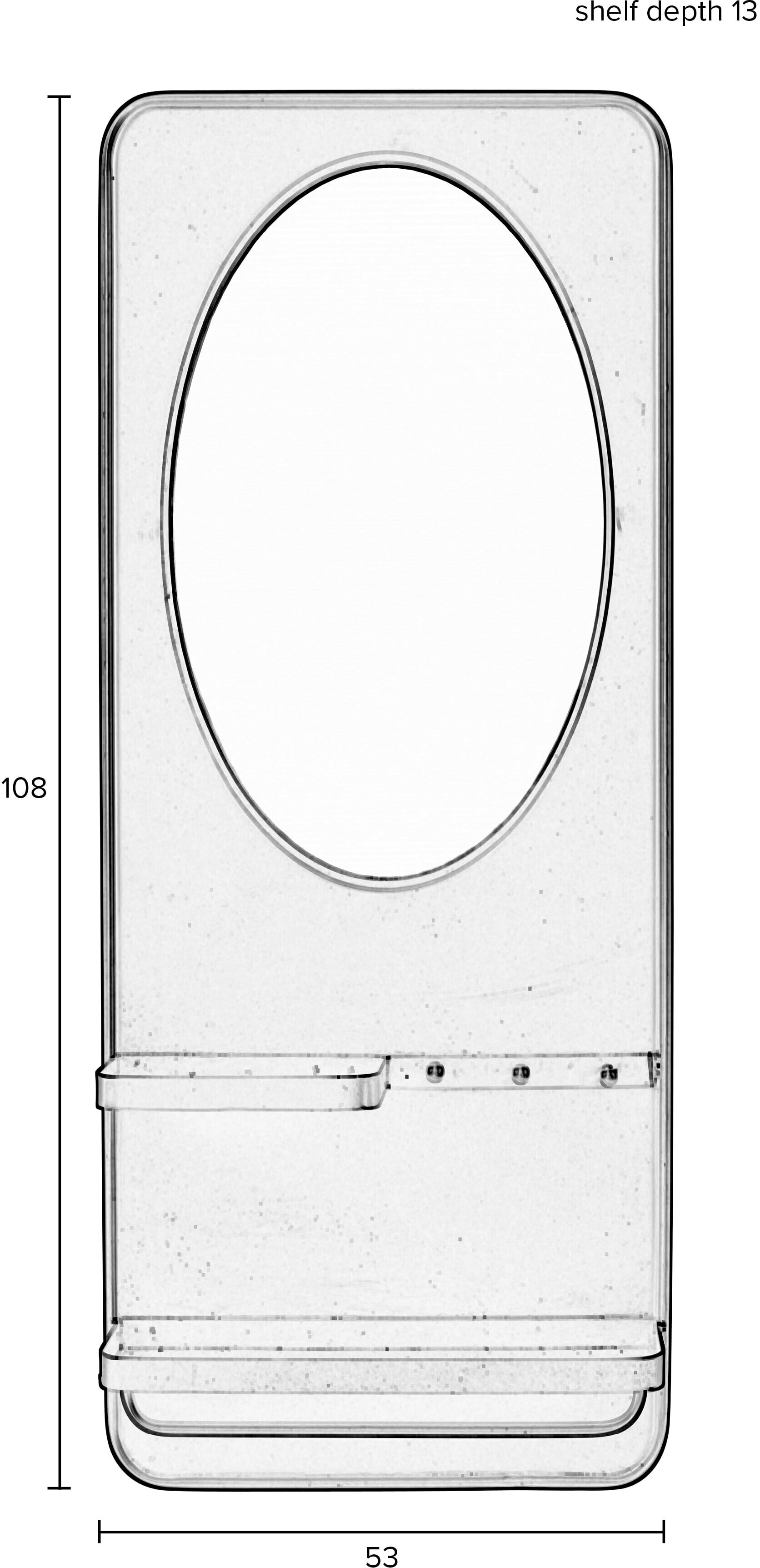 ZILT Spiegel 'Jaros' Met 2 planken en 3 haakjes, 108 x 53cm
