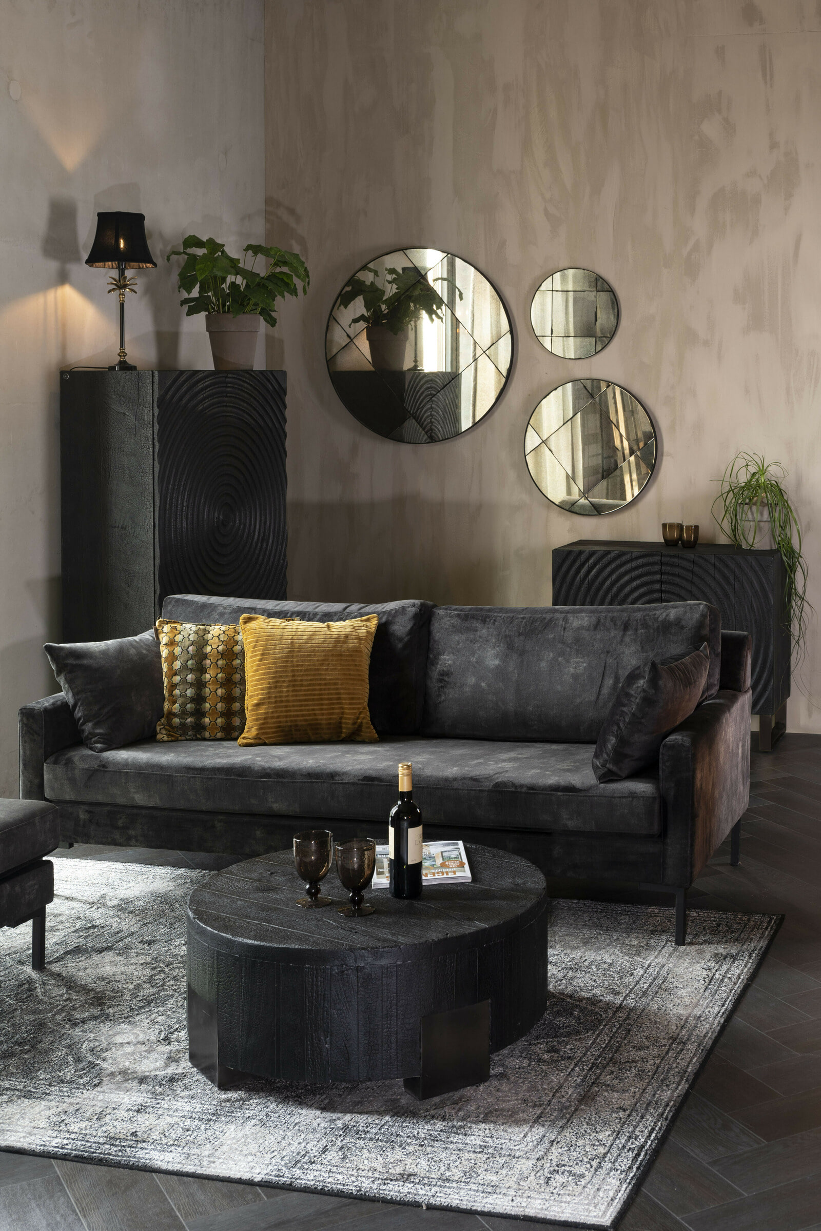 Dutchbone Ronde Spiegel 'Mado' Antique finish, 40cm