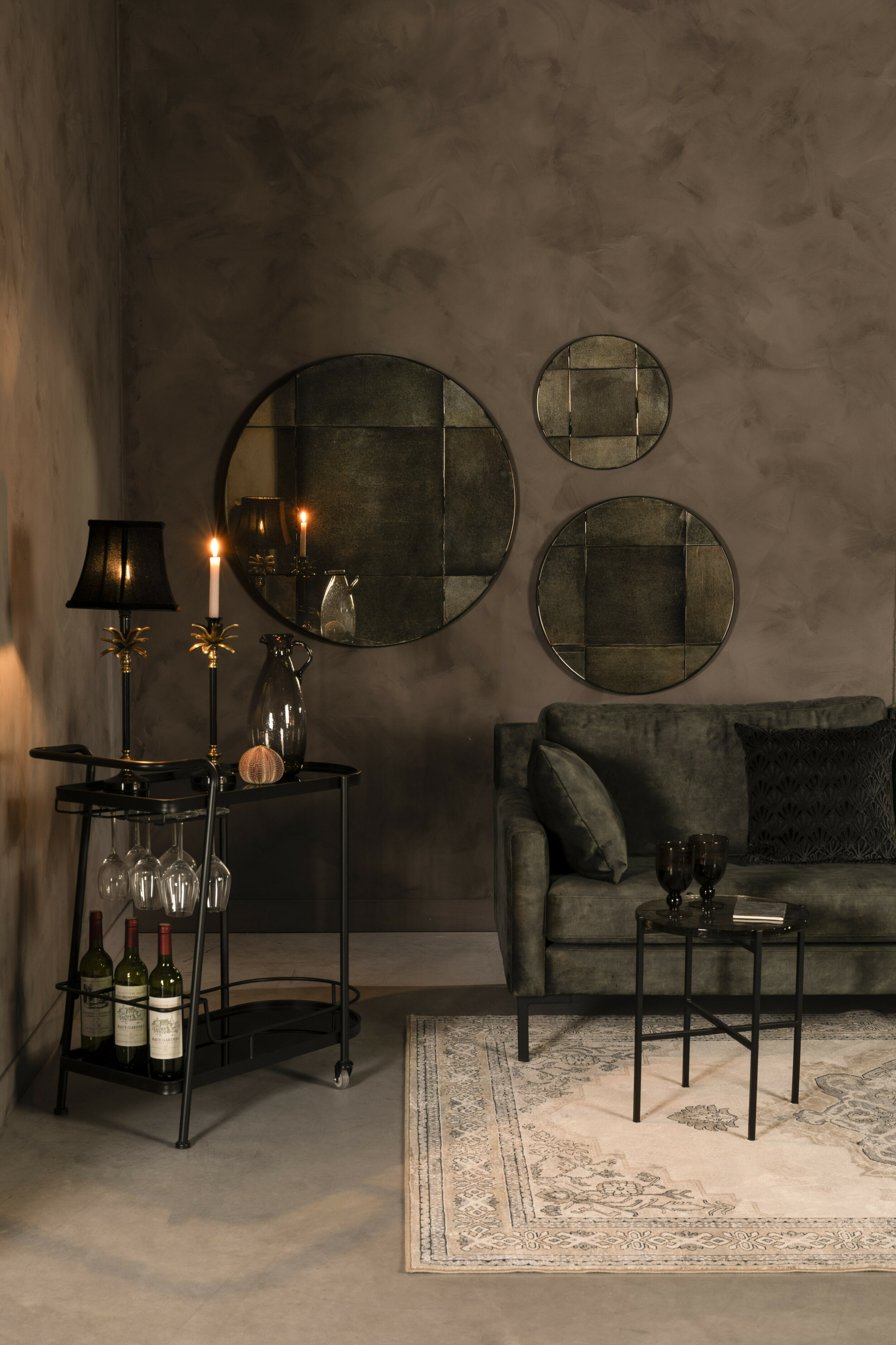 Dutchbone Ronde Spiegel 'Mado' Antique finish, 40cm